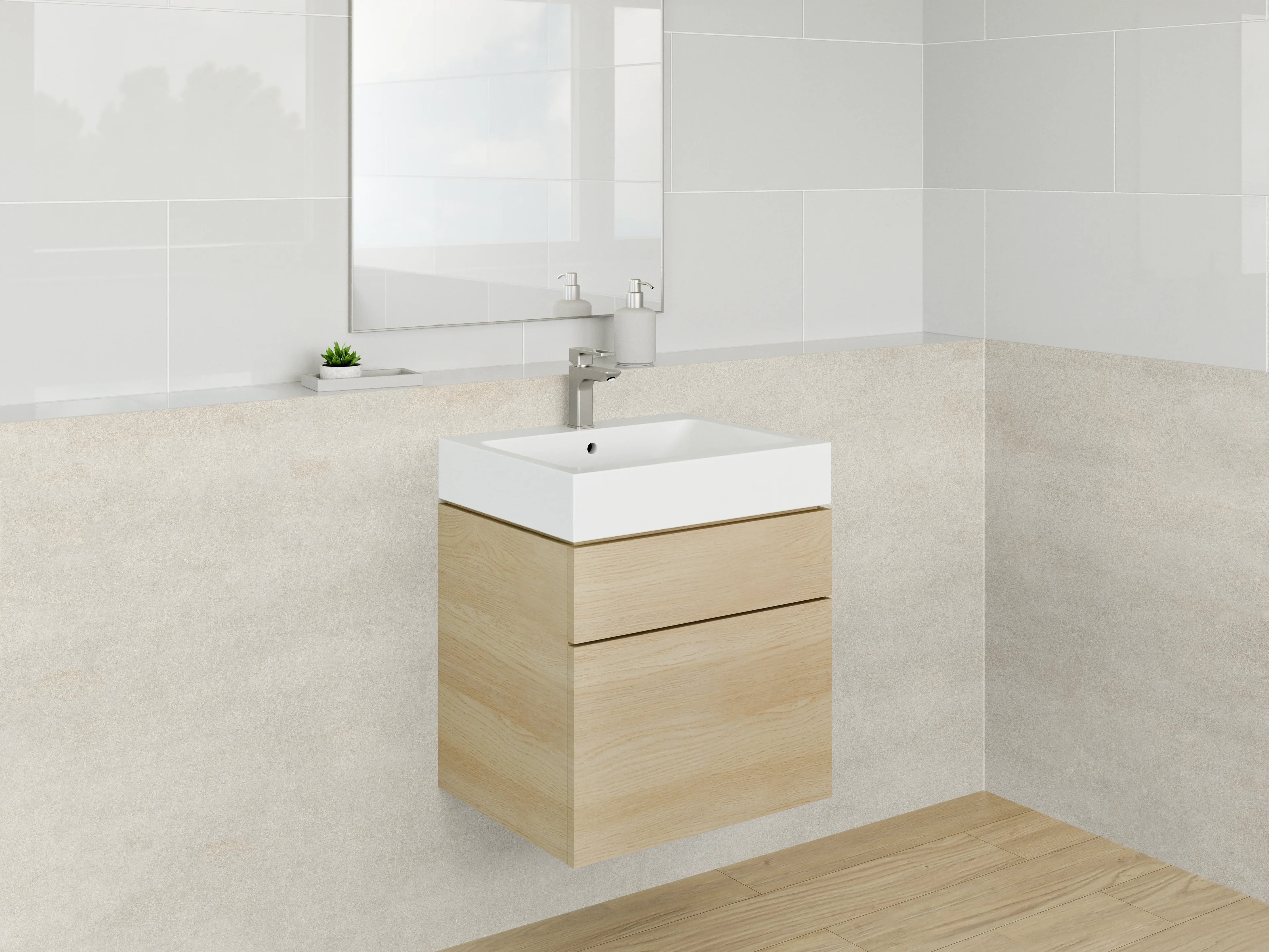Waschbecken-Rückwand - Moderne Marmor-Optik in Weiß und Grau
