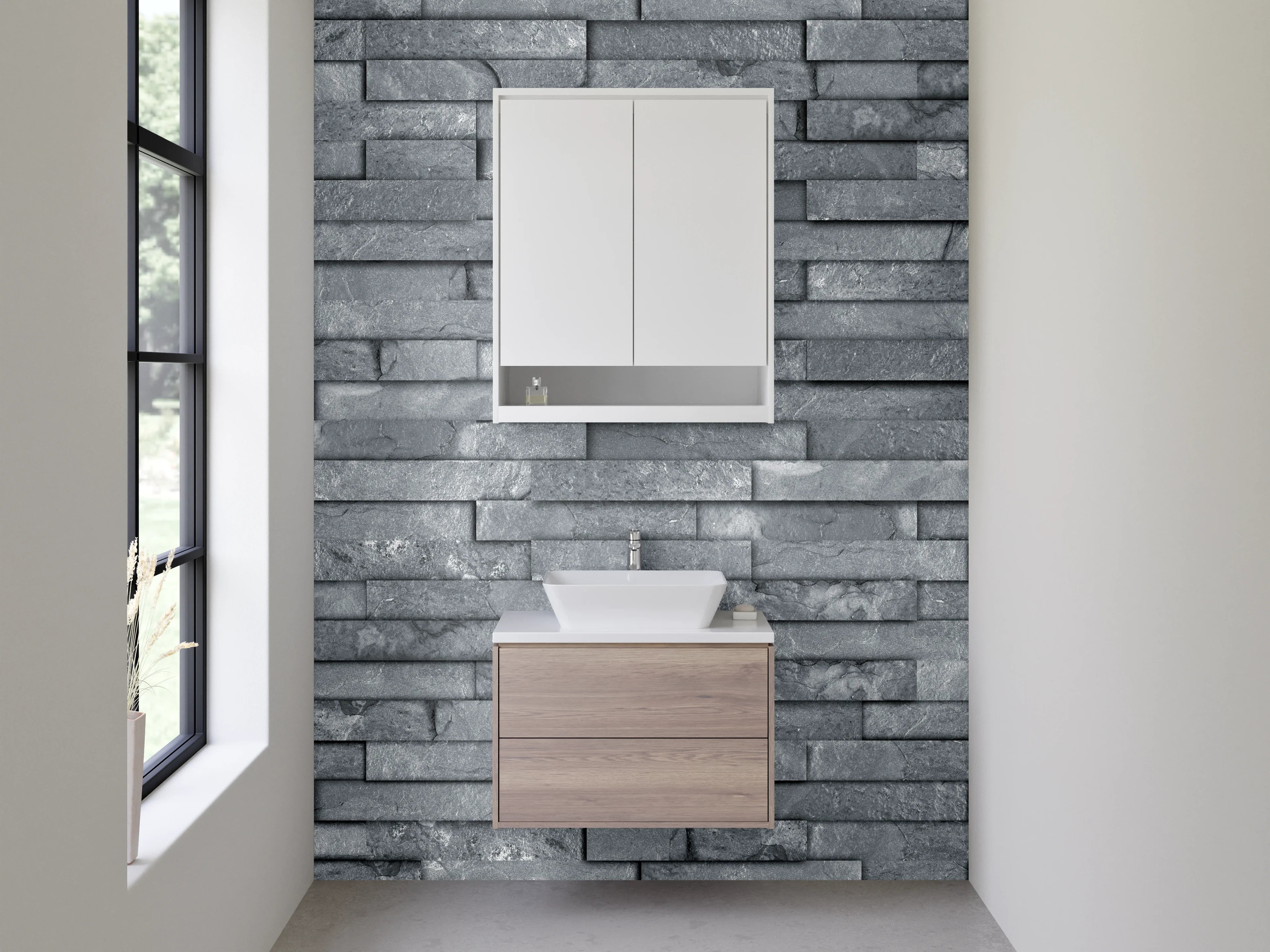 Waschbecken-Rückwand - Moderne Schieferoptik für Bad & Küche