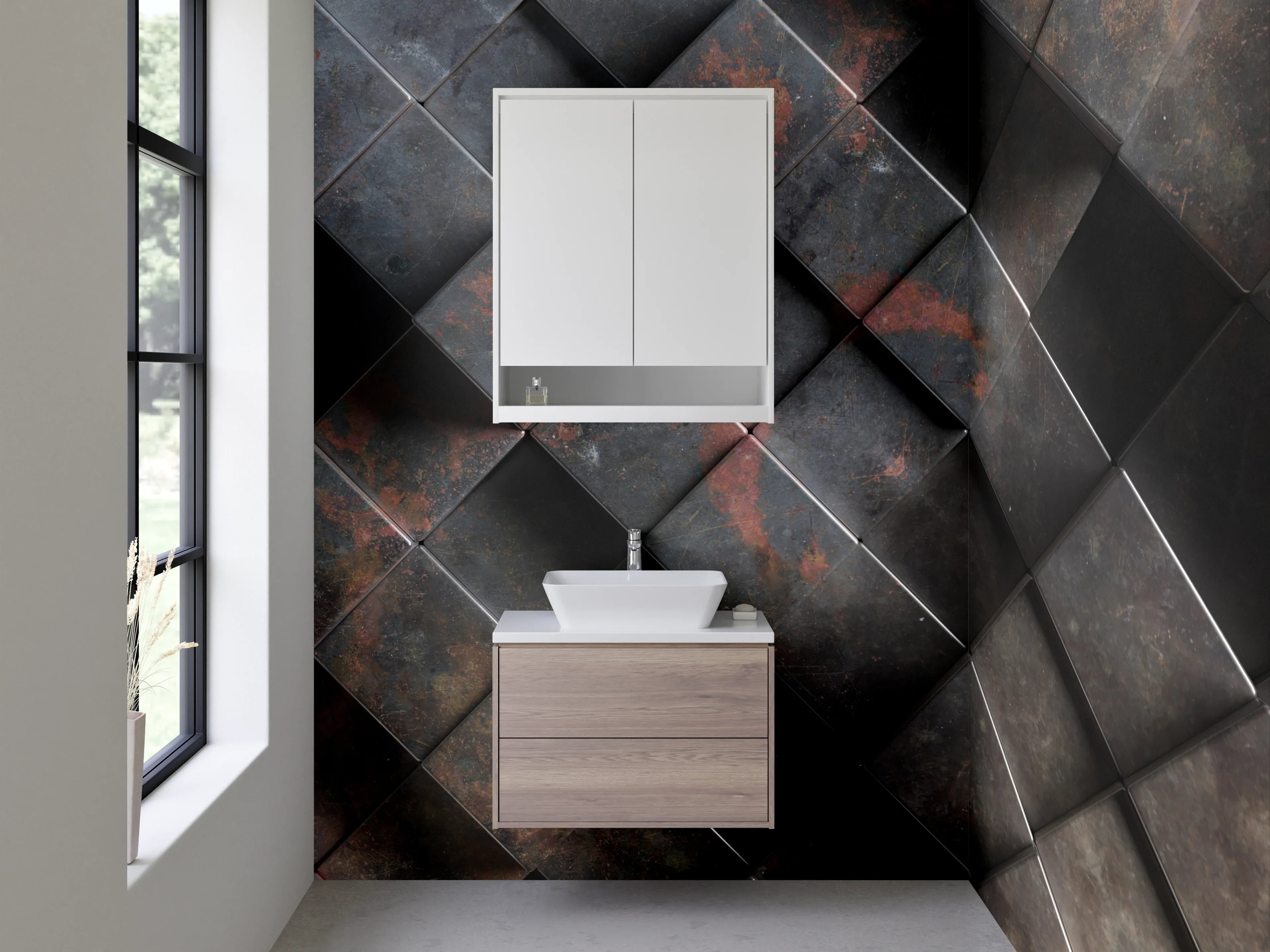 Waschbecken-Rückwand - Moderne Steinoptik Fliesen Muster