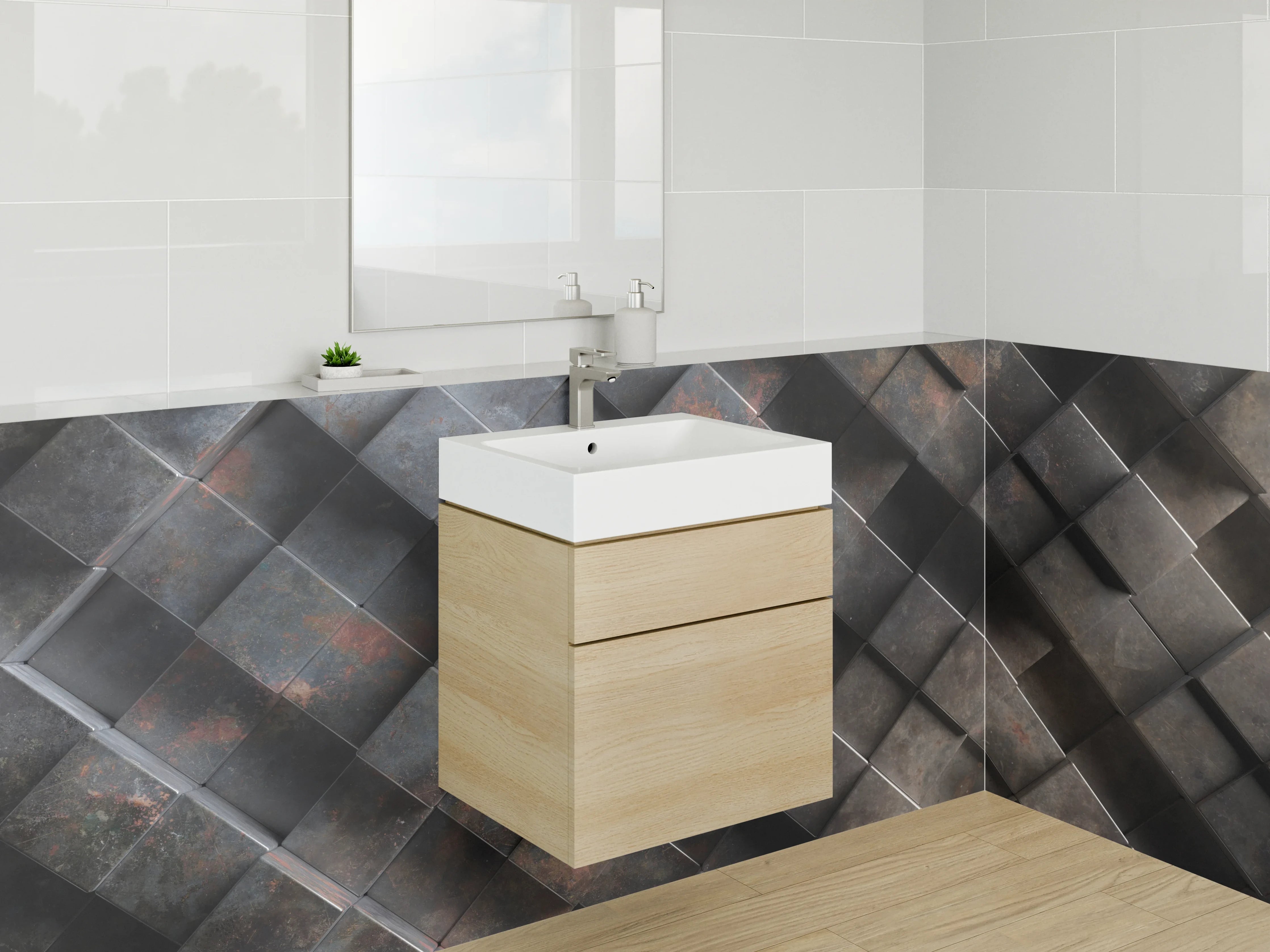 Waschbecken-Rückwand - Moderne Steinoptik Fliesen Muster
