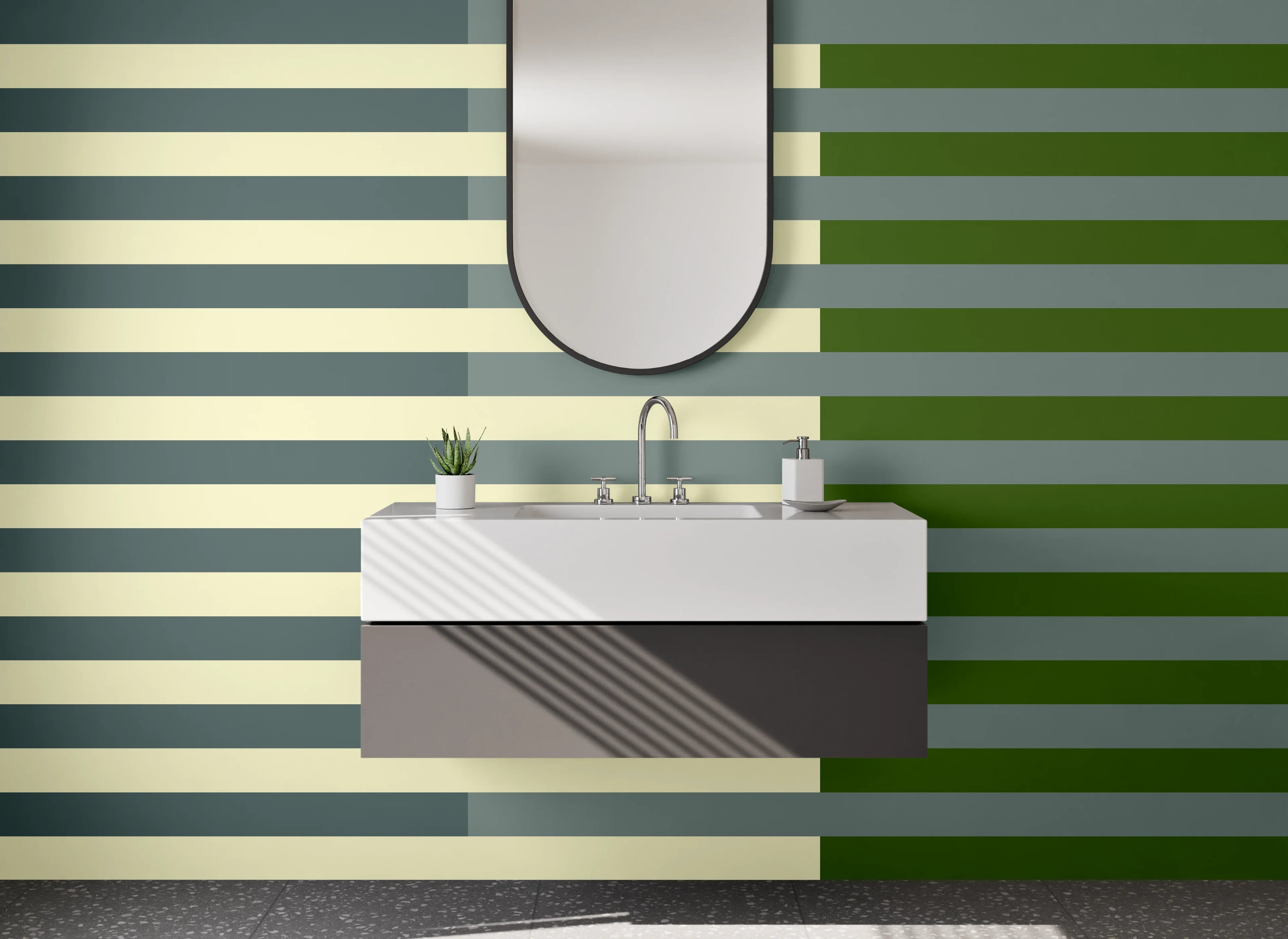 Waschbecken-Rückwand - Moderne Streifenmuster in neutralen Tönen