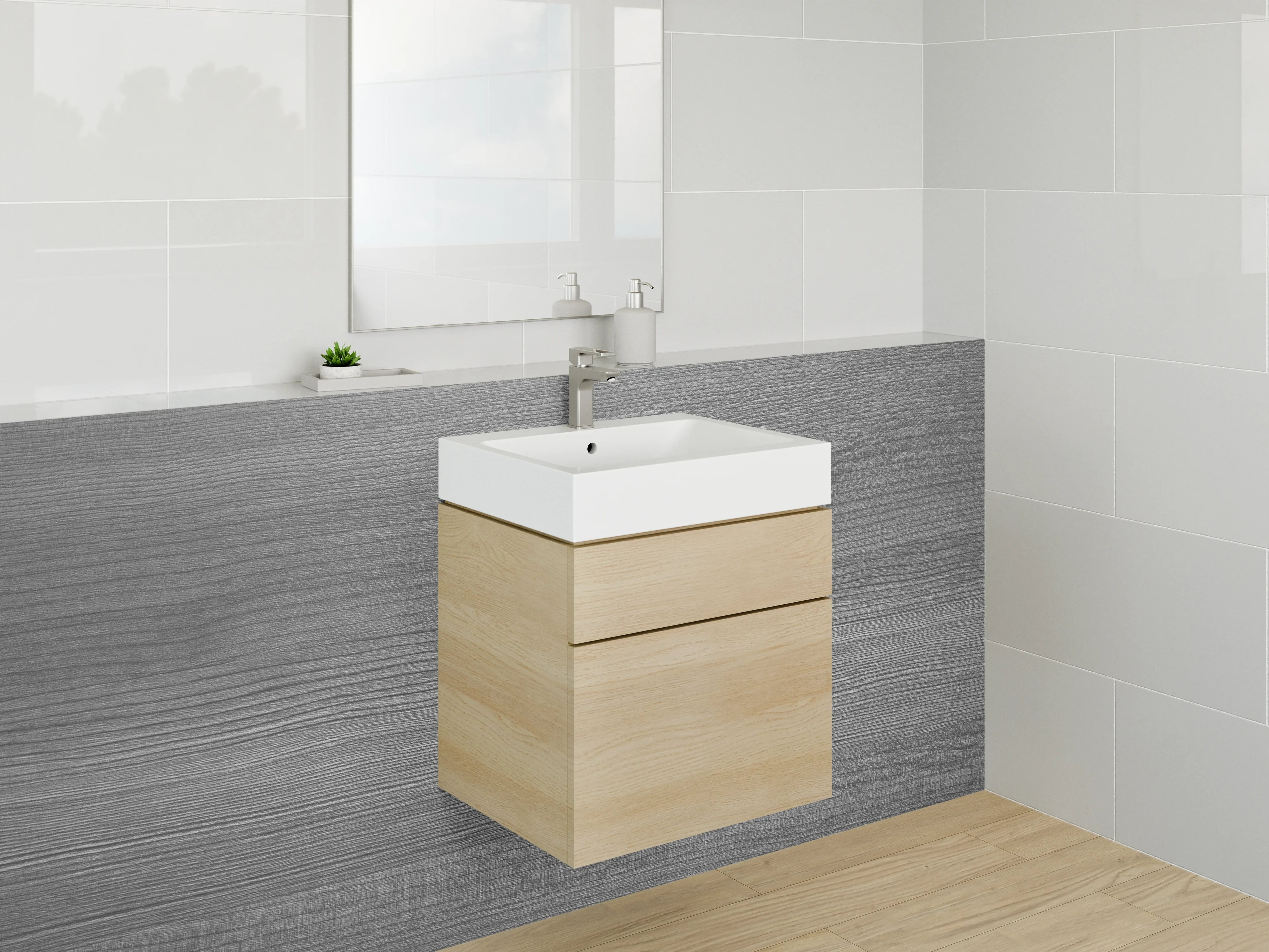 Waschbecken-Rückwand - Moderne dunkle Holzstruktur