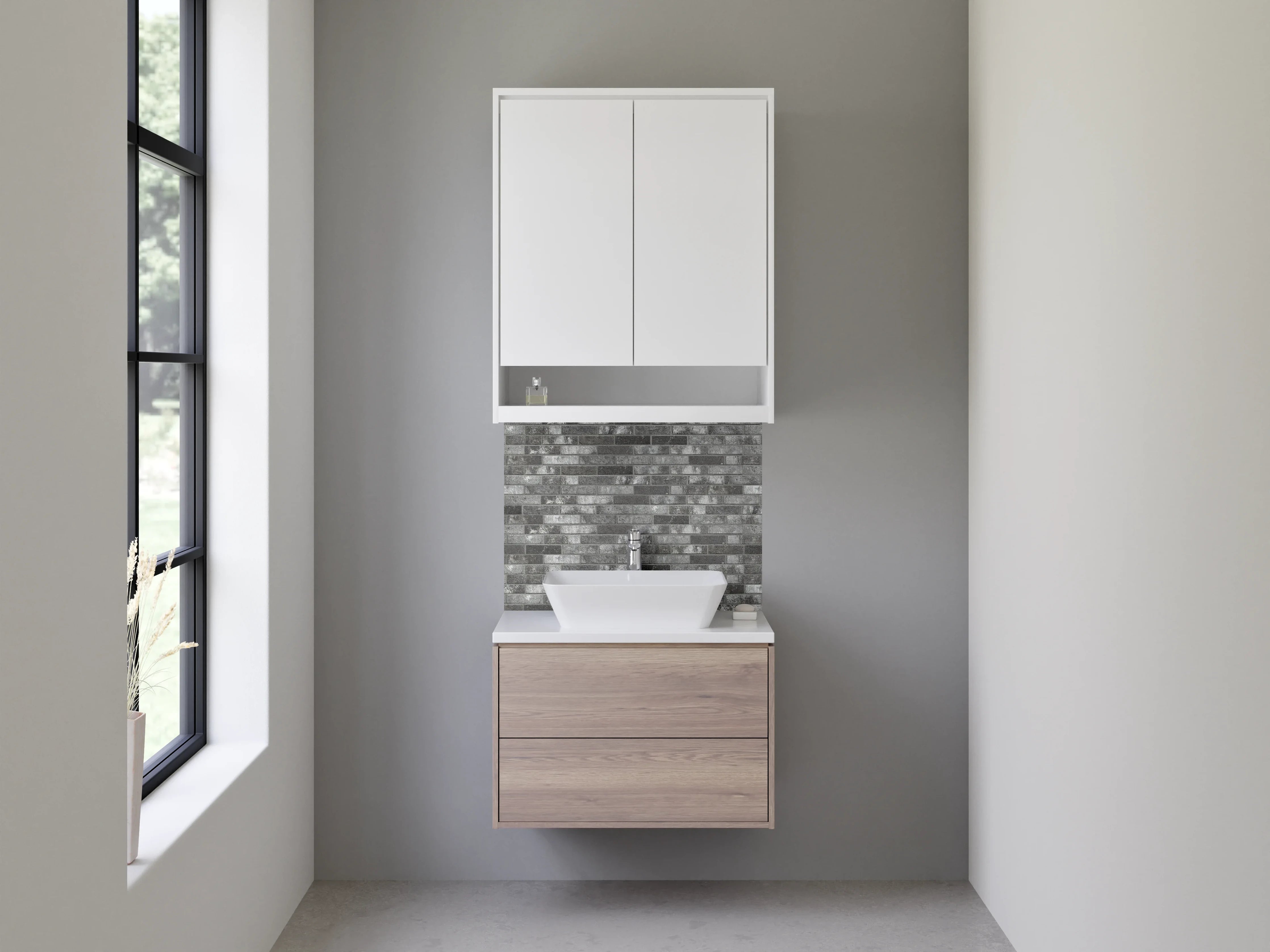 Waschbecken-Rückwand - Moderne dunkle Mosaik-Fliesenoptik Grau