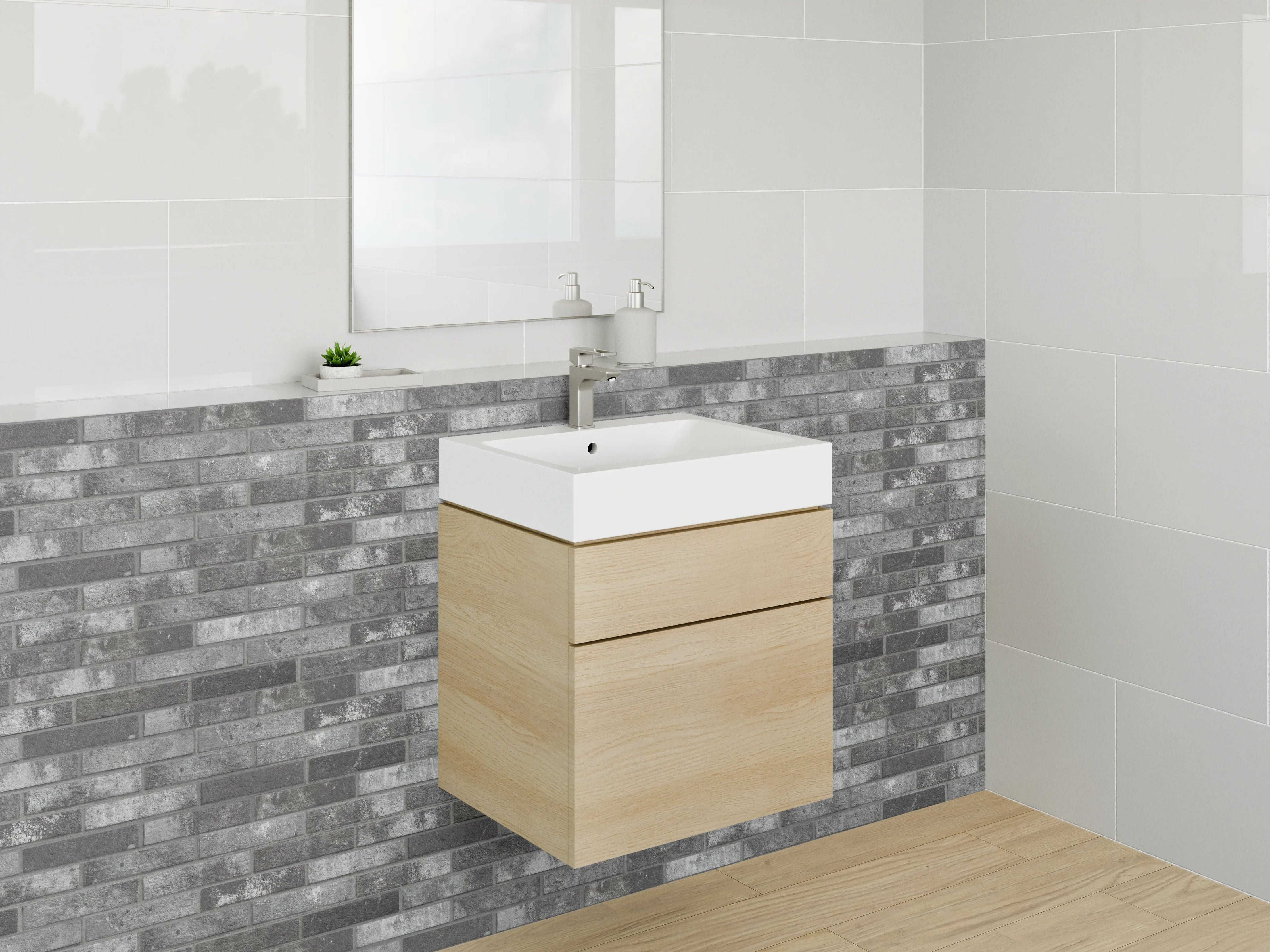 Waschbecken-Rückwand - Moderne dunkle Mosaik-Fliesenoptik Grau