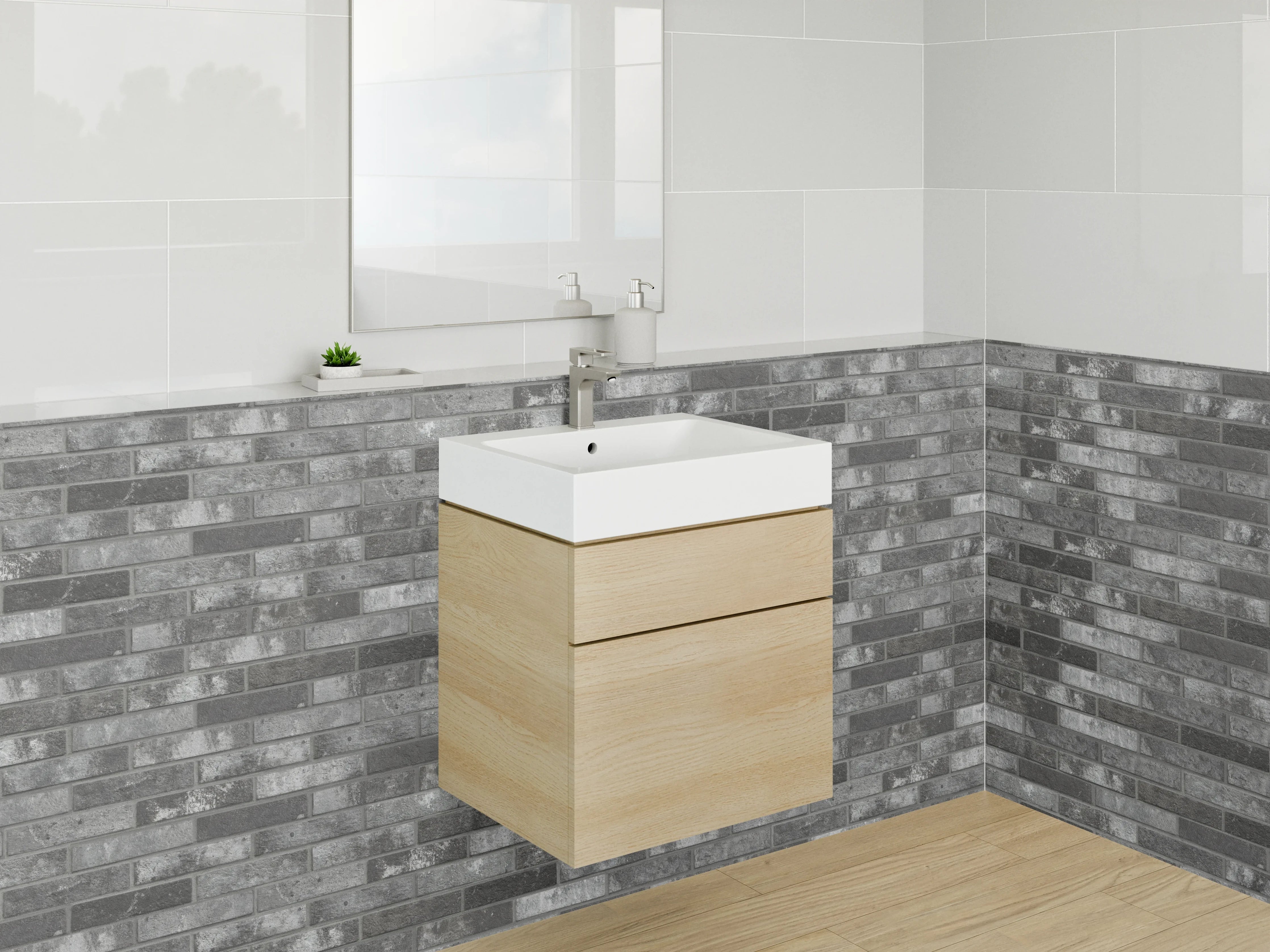 Waschbecken-Rückwand - Moderne dunkle Mosaik-Fliesenoptik Grau