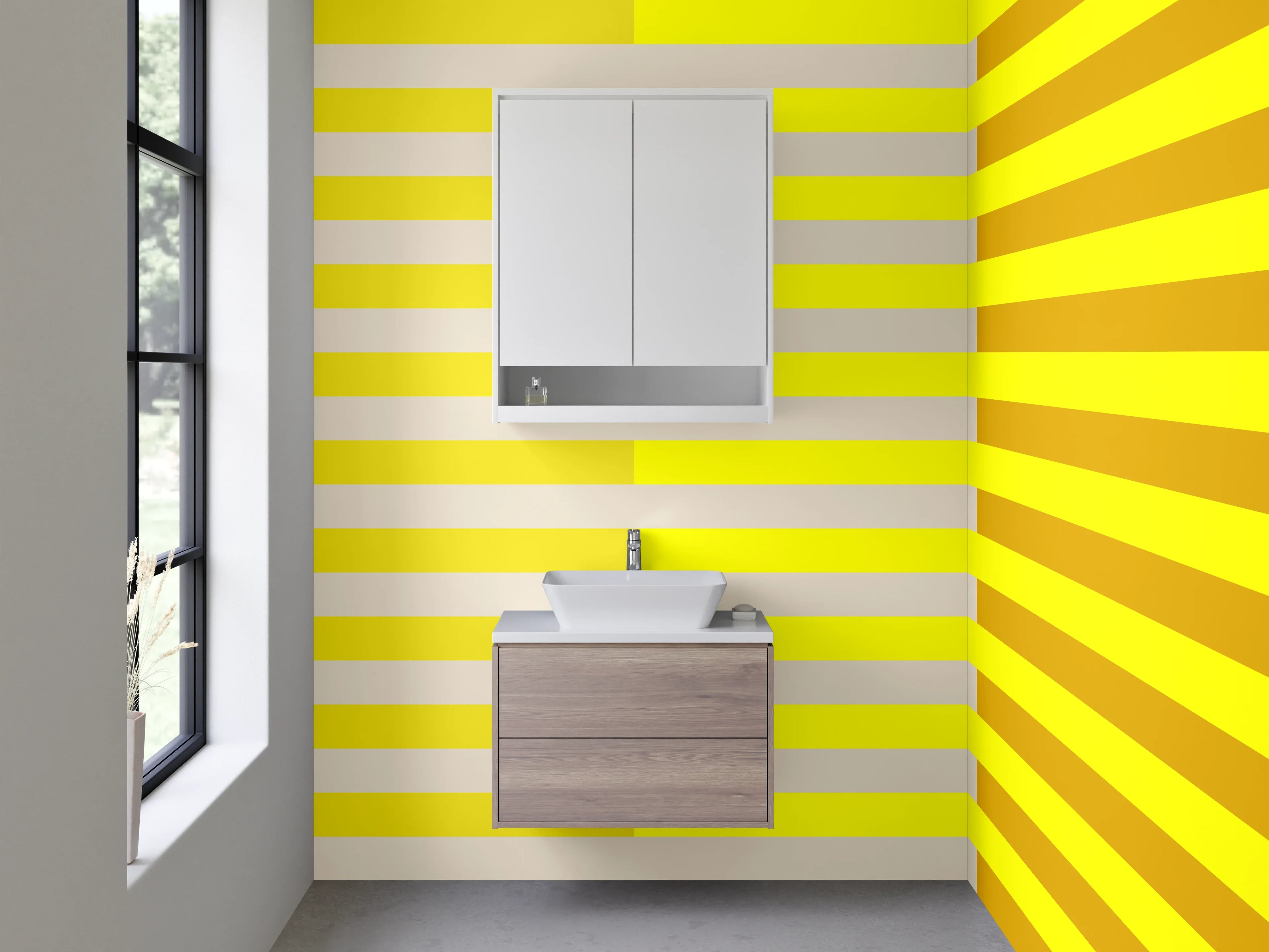 Waschbecken-Rückwand - Moderne gelbe Linienstruktur