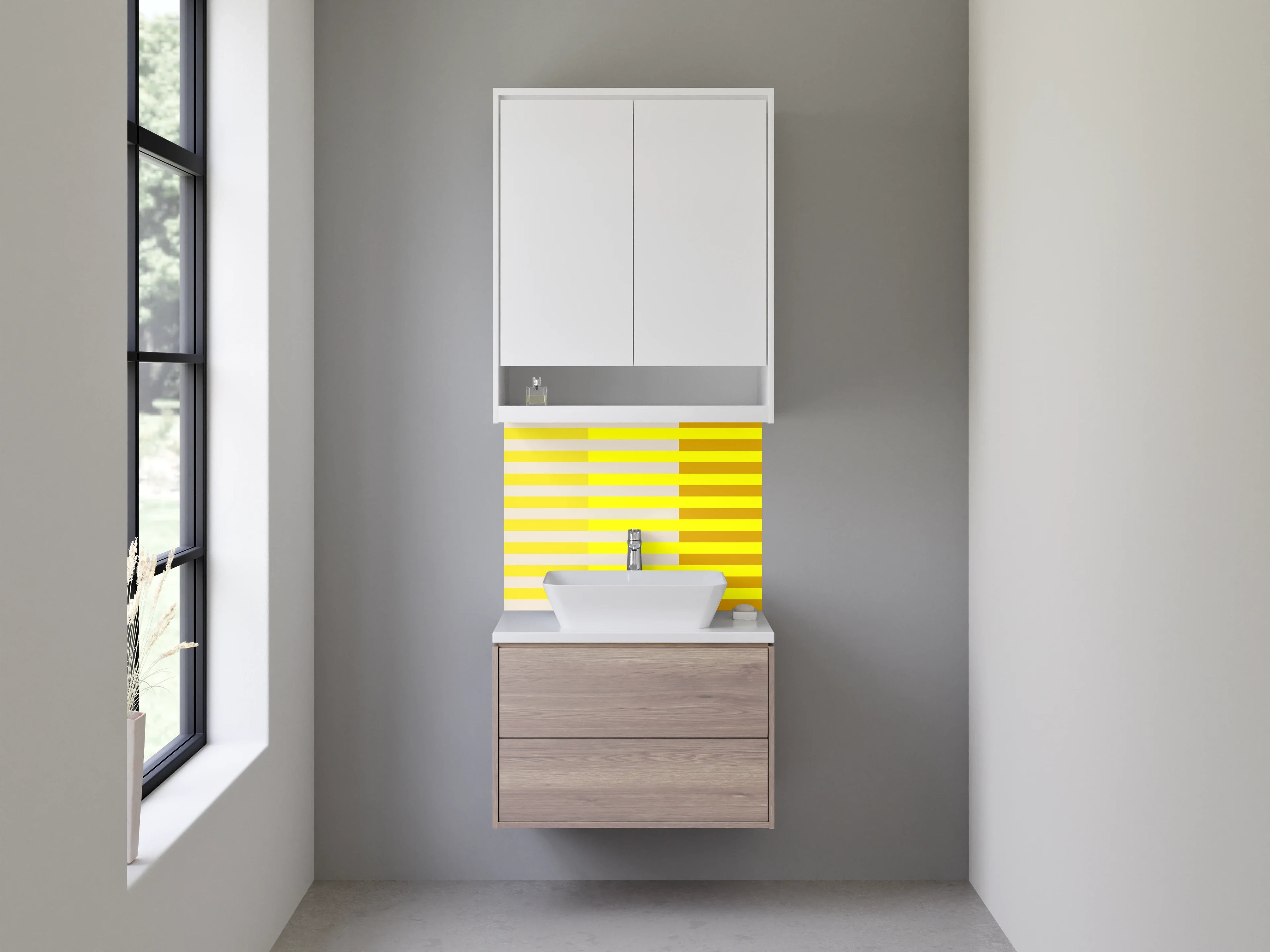 Waschbecken-Rückwand - Moderne gelbe Linienstruktur