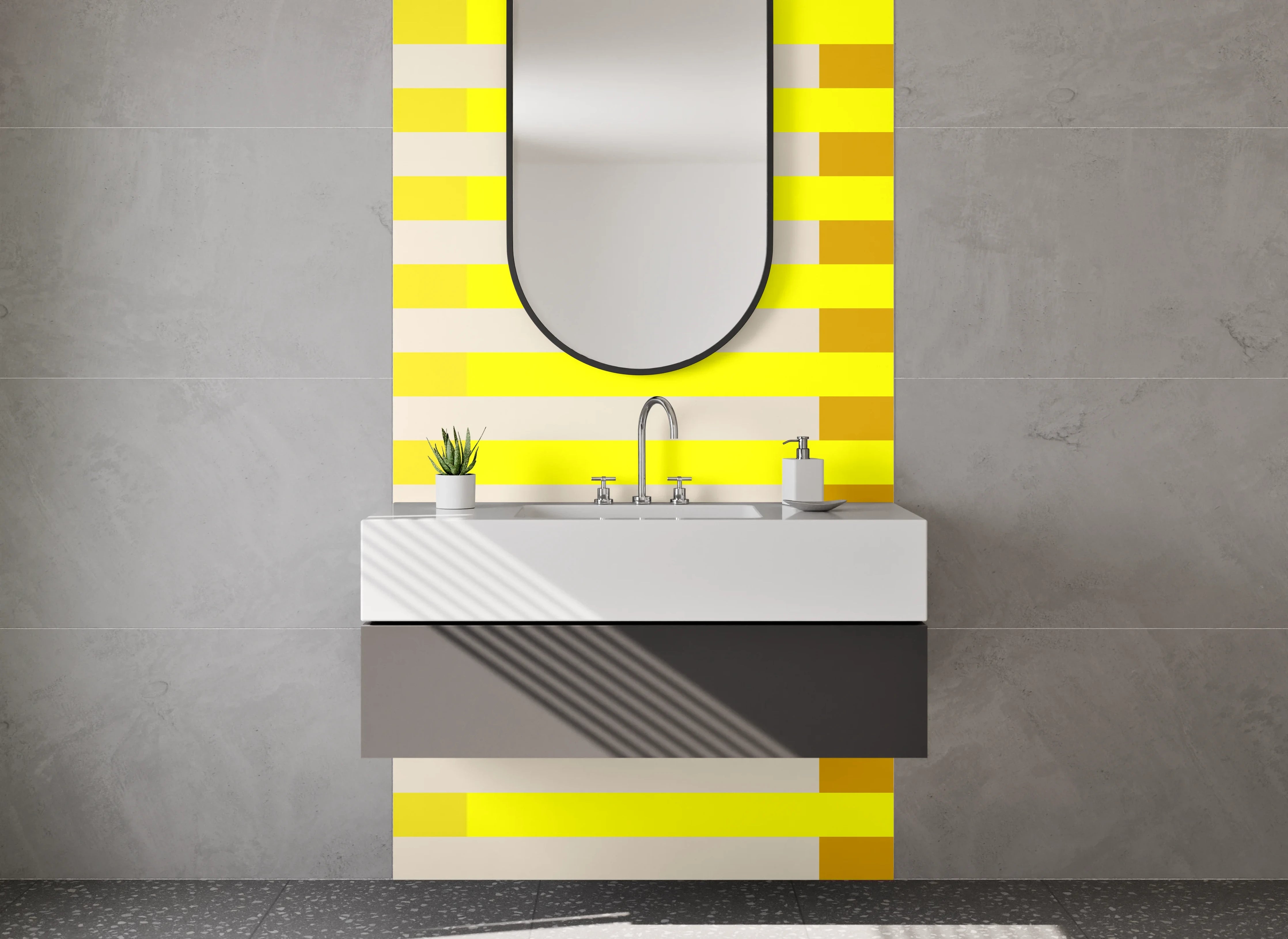 Waschbecken-Rückwand - Moderne gelbe Linienstruktur