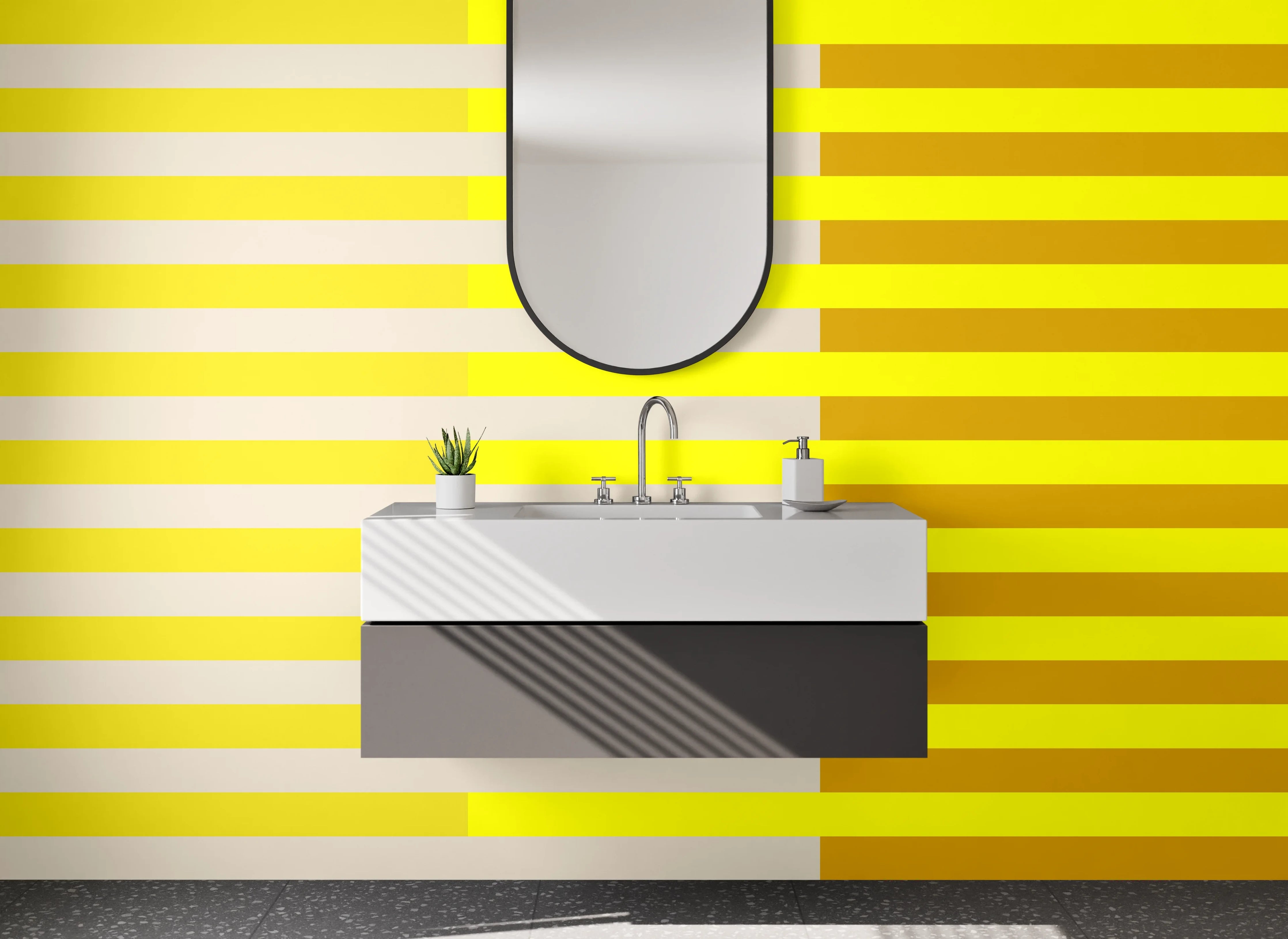 Waschbecken-Rückwand - Moderne gelbe Linienstruktur