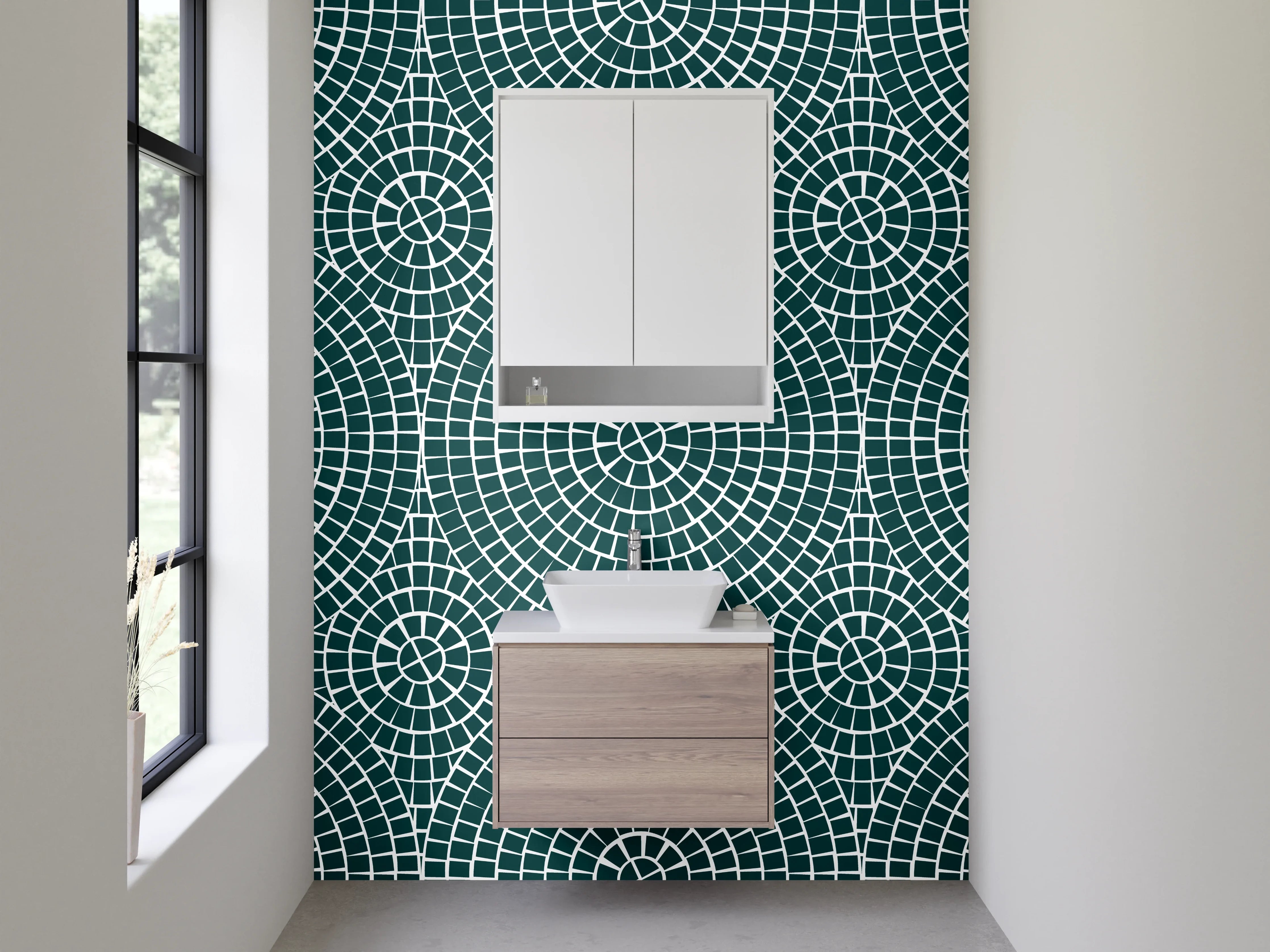 Waschbecken-Rückwand - Moderne geometrische Mustergestaltung in Blau
