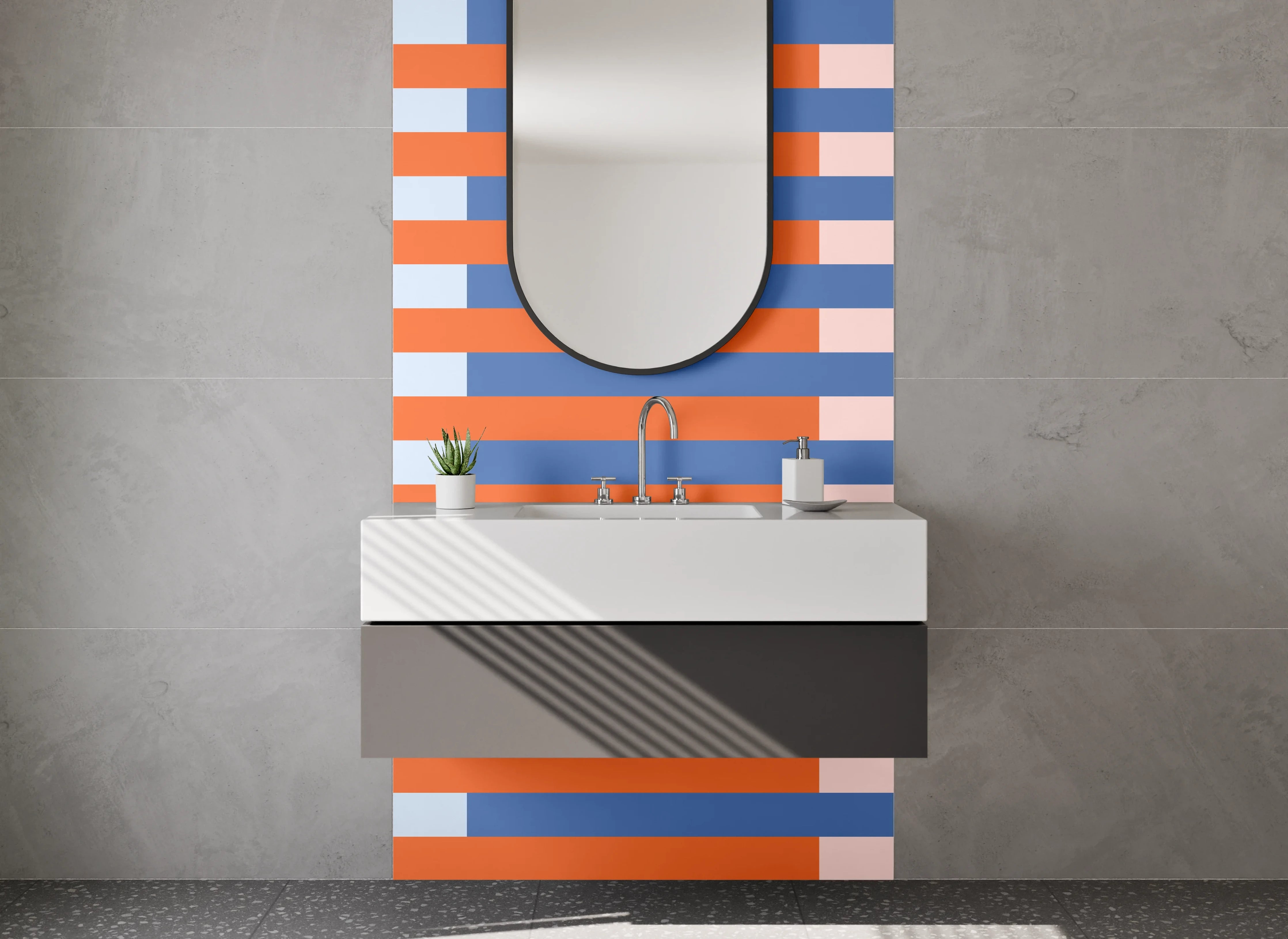 Waschbecken-Rückwand - Moderne geometrische Streifen