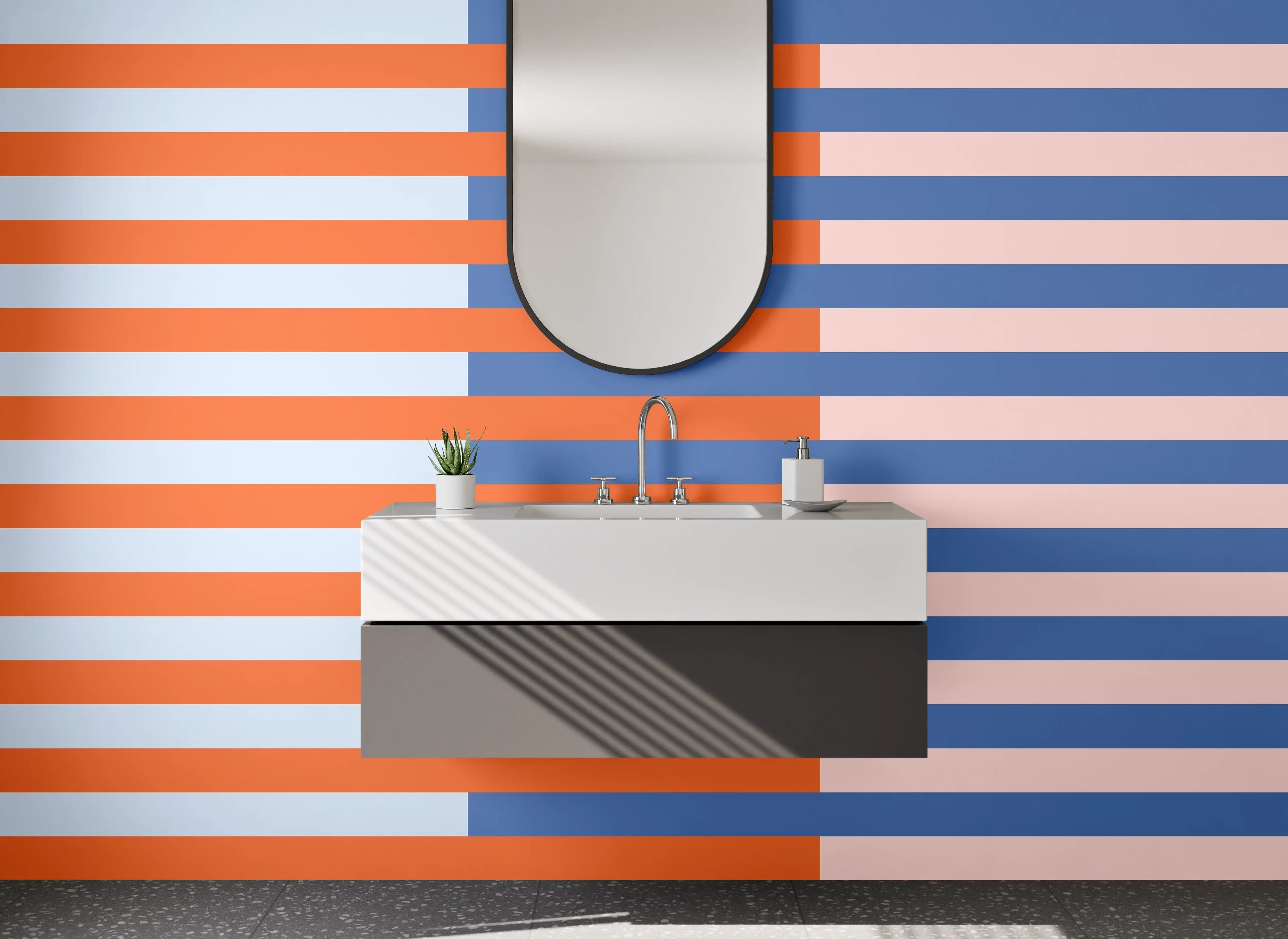 Waschbecken-Rückwand - Moderne geometrische Streifen