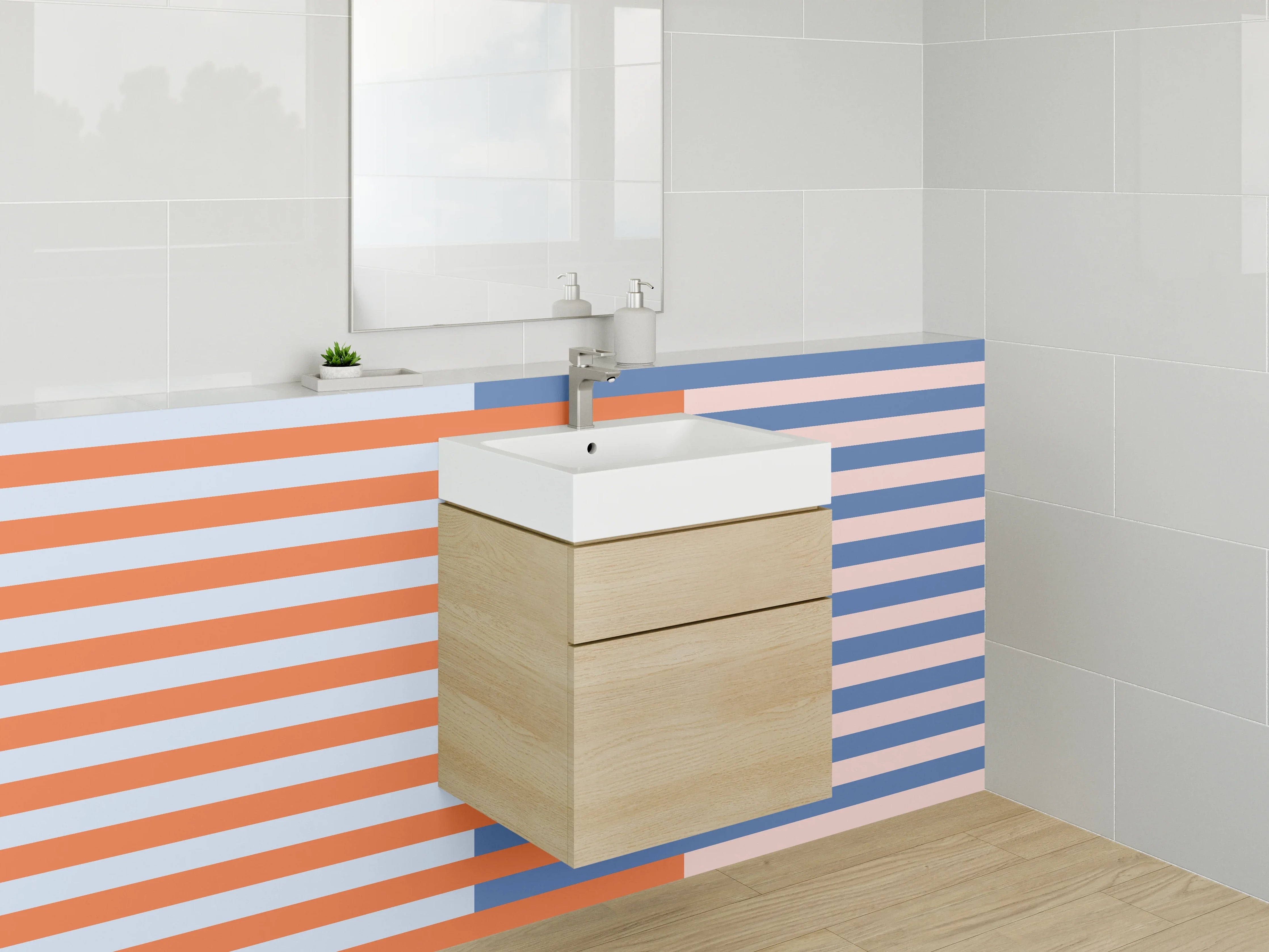 Waschbecken-Rückwand - Moderne geometrische Streifen
