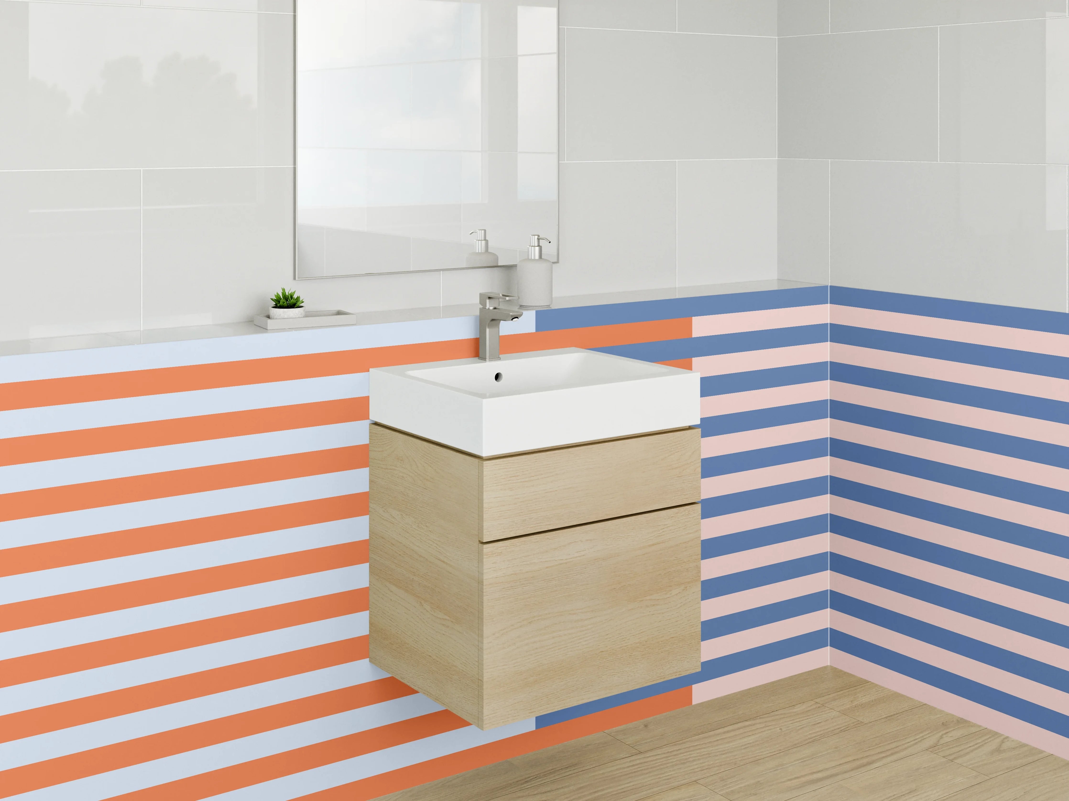 Waschbecken-Rückwand - Moderne geometrische Streifen