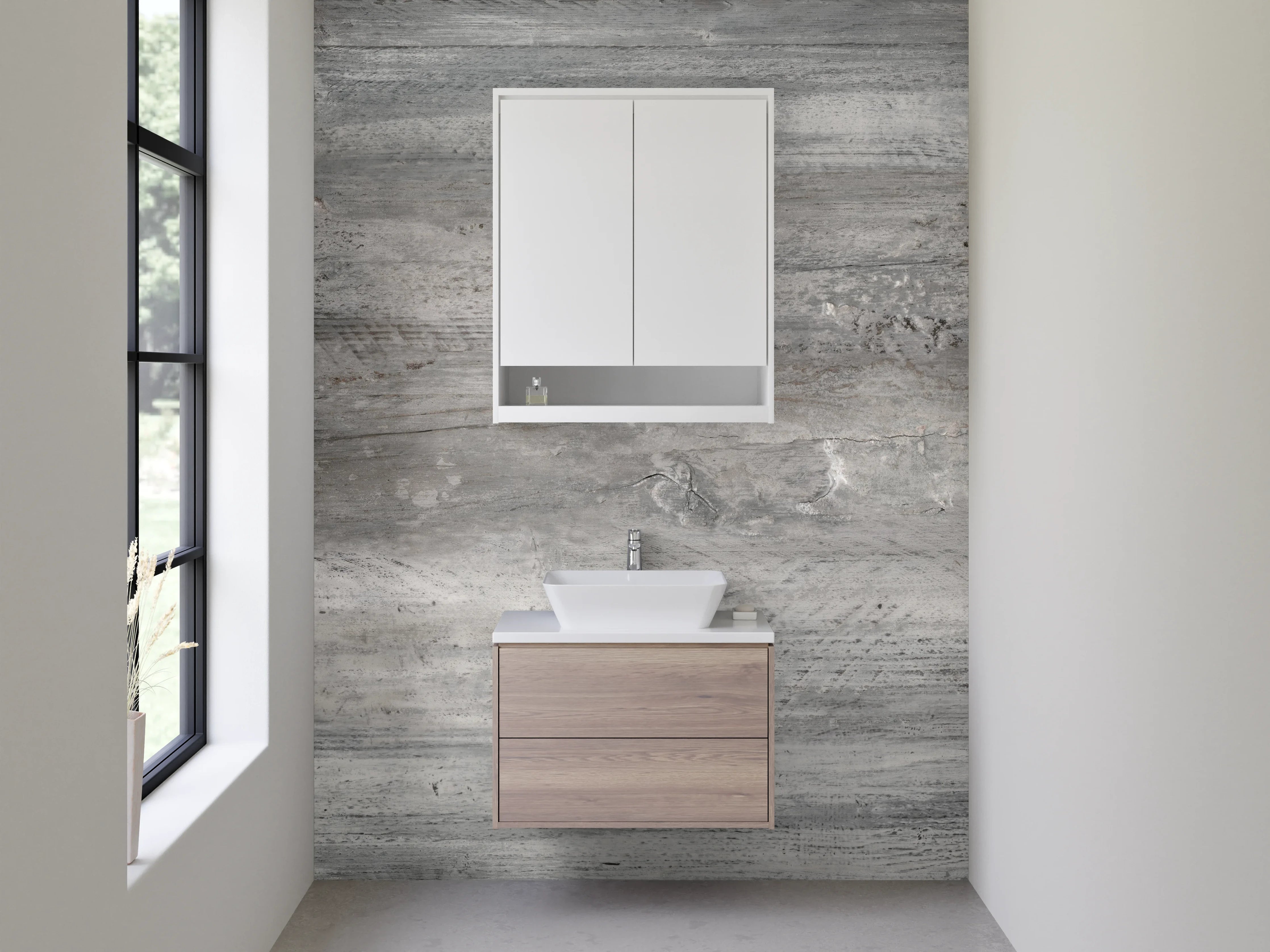 Waschbecken-Rückwand - Moderne graue Betonoptik-Fläche