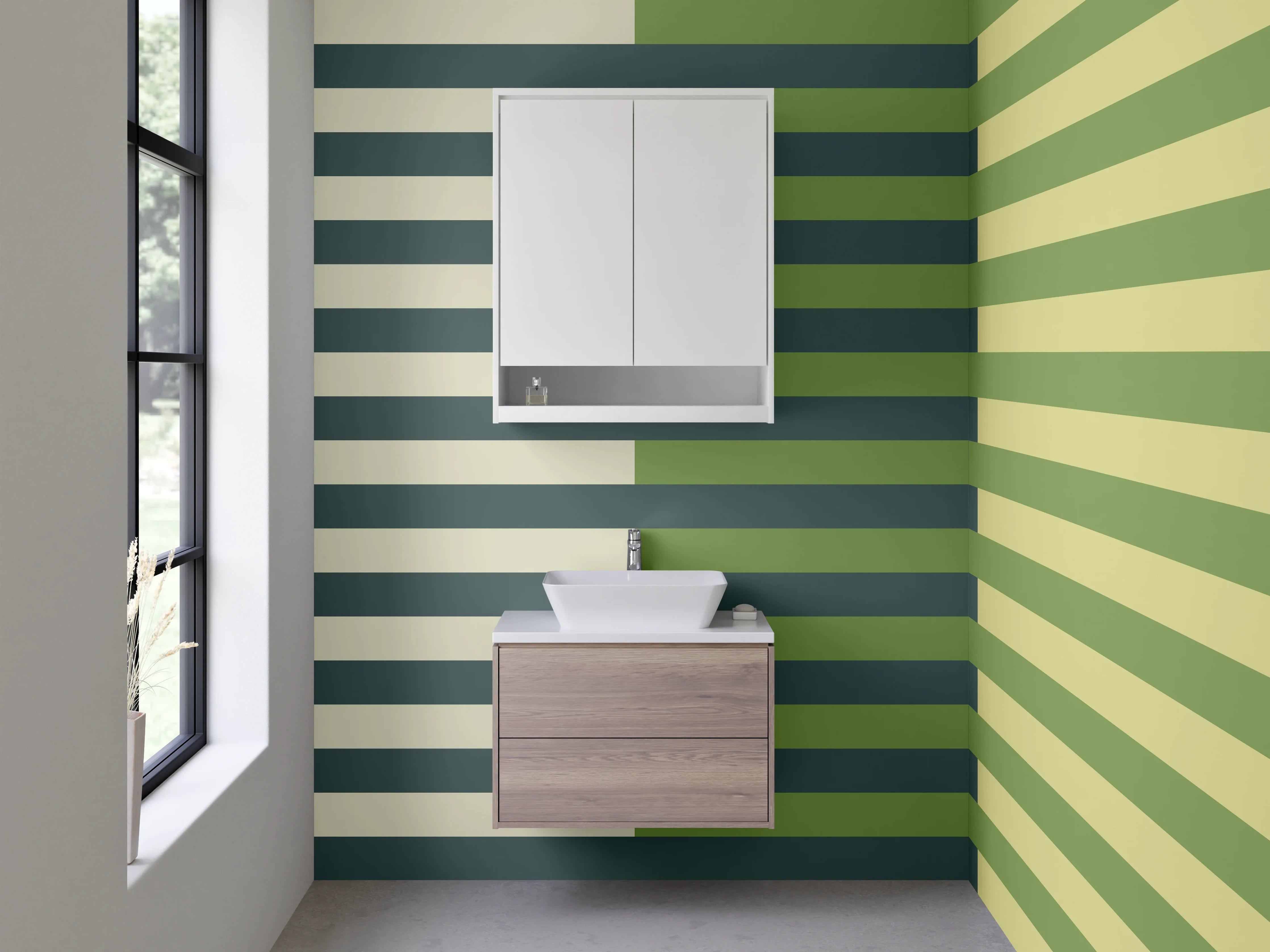 Waschbecken-Rückwand - Moderne grüne Streifenwand