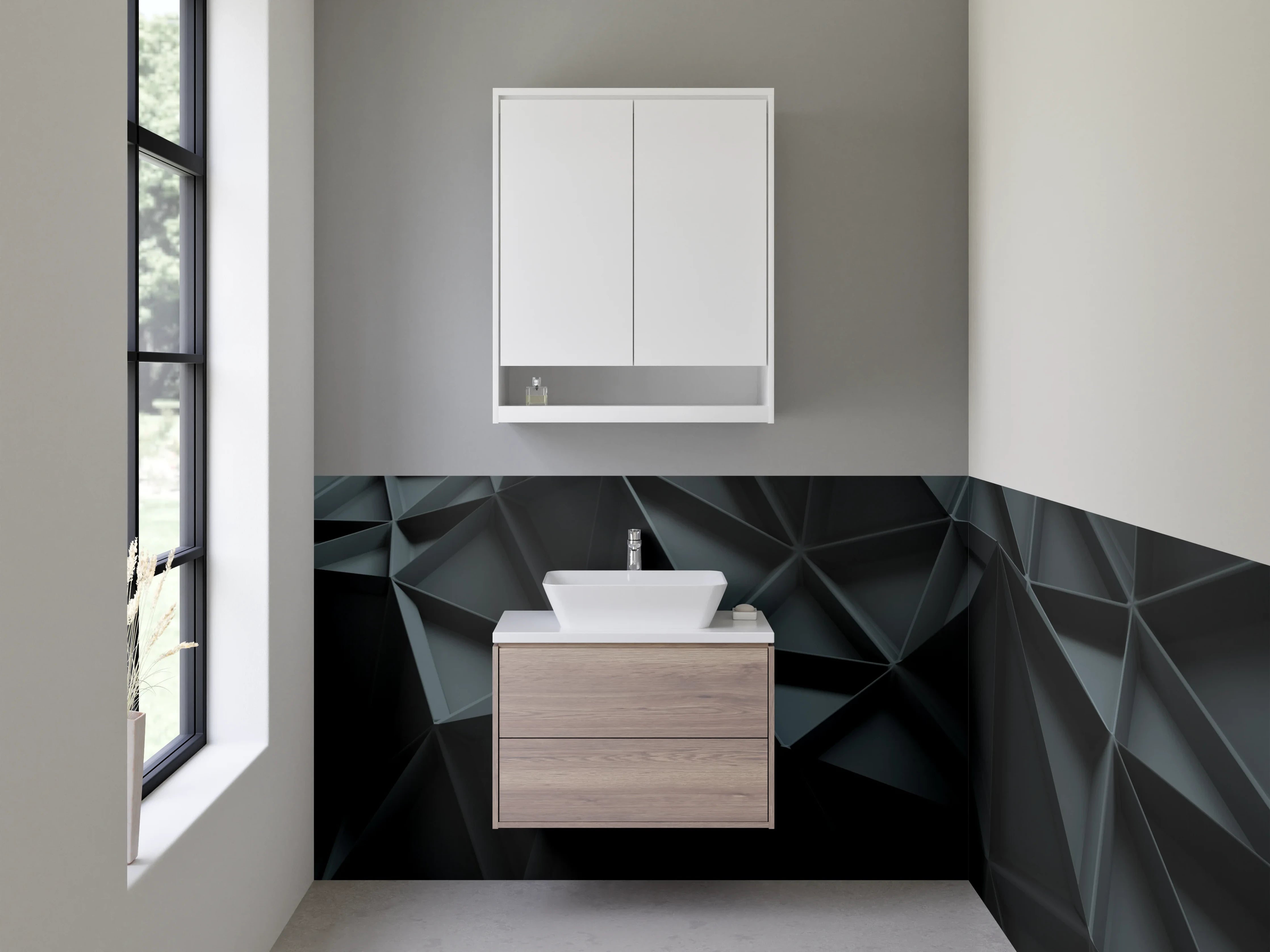 Waschbecken-Rückwand - Moderne schwarze 3D-Panel Wanddekoration