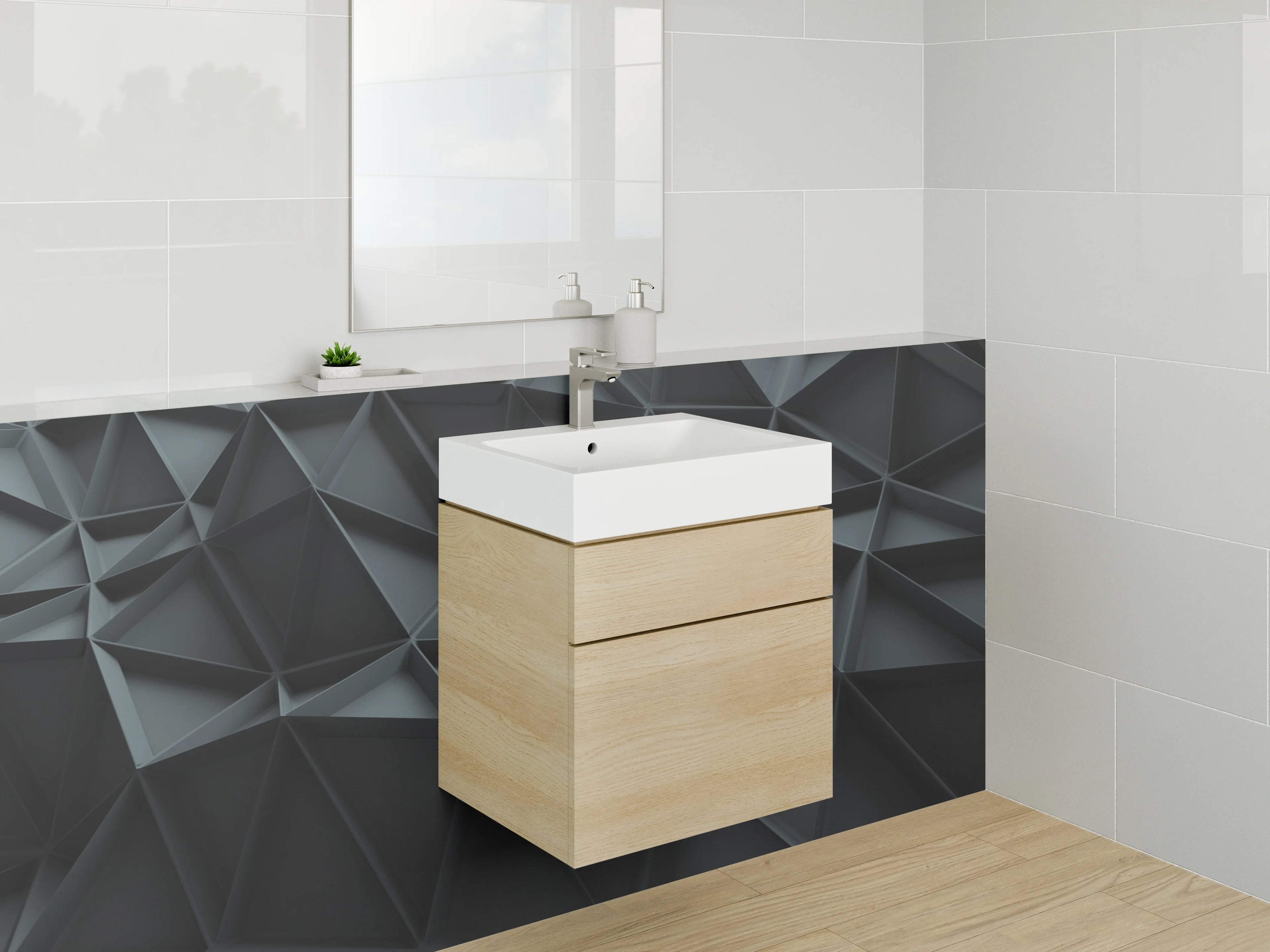 Waschbecken-Rückwand - Moderne schwarze 3D-Panel Wanddekoration
