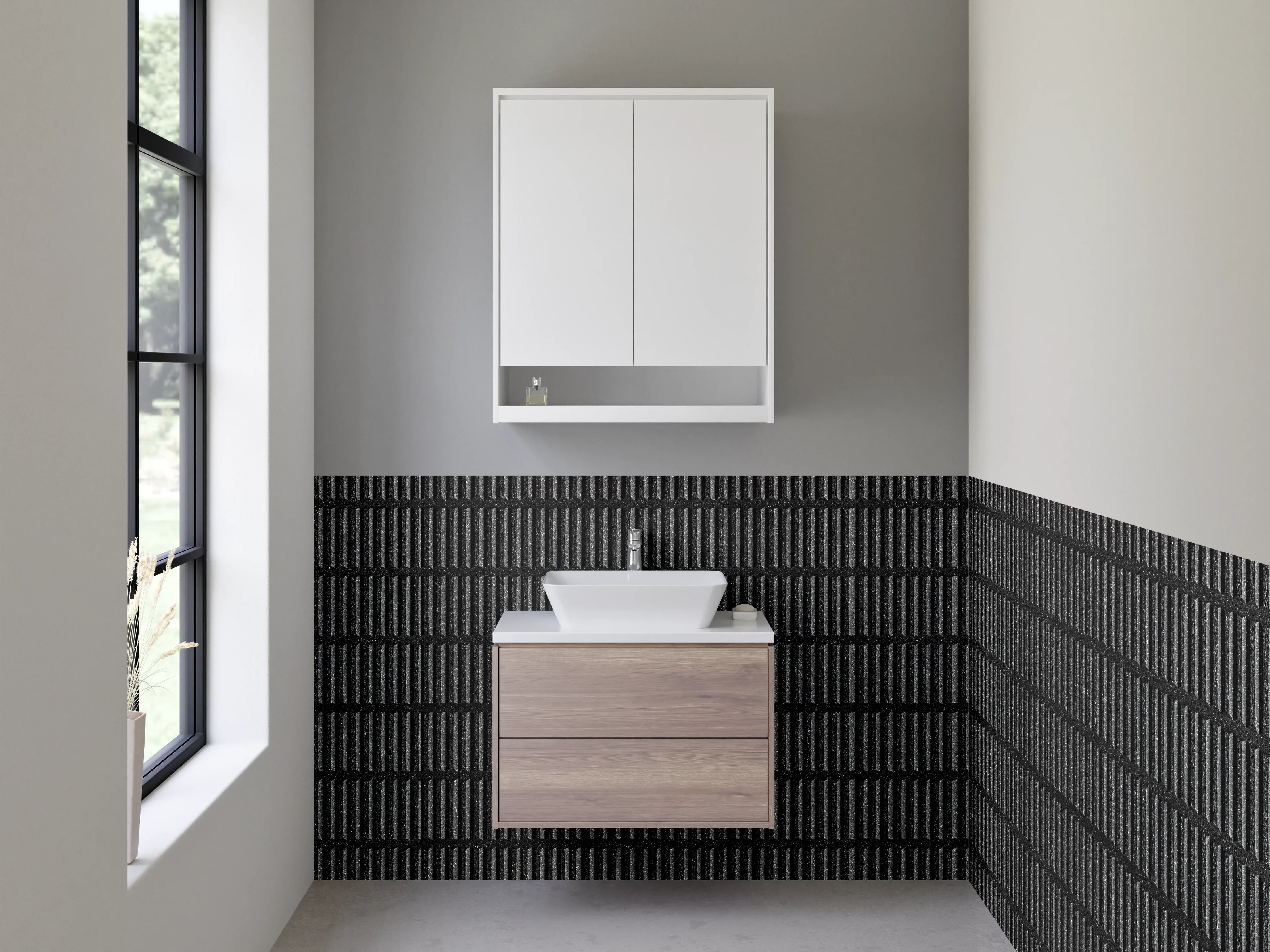 Waschbecken-Rückwand - Moderne schwarze Linienstruktur