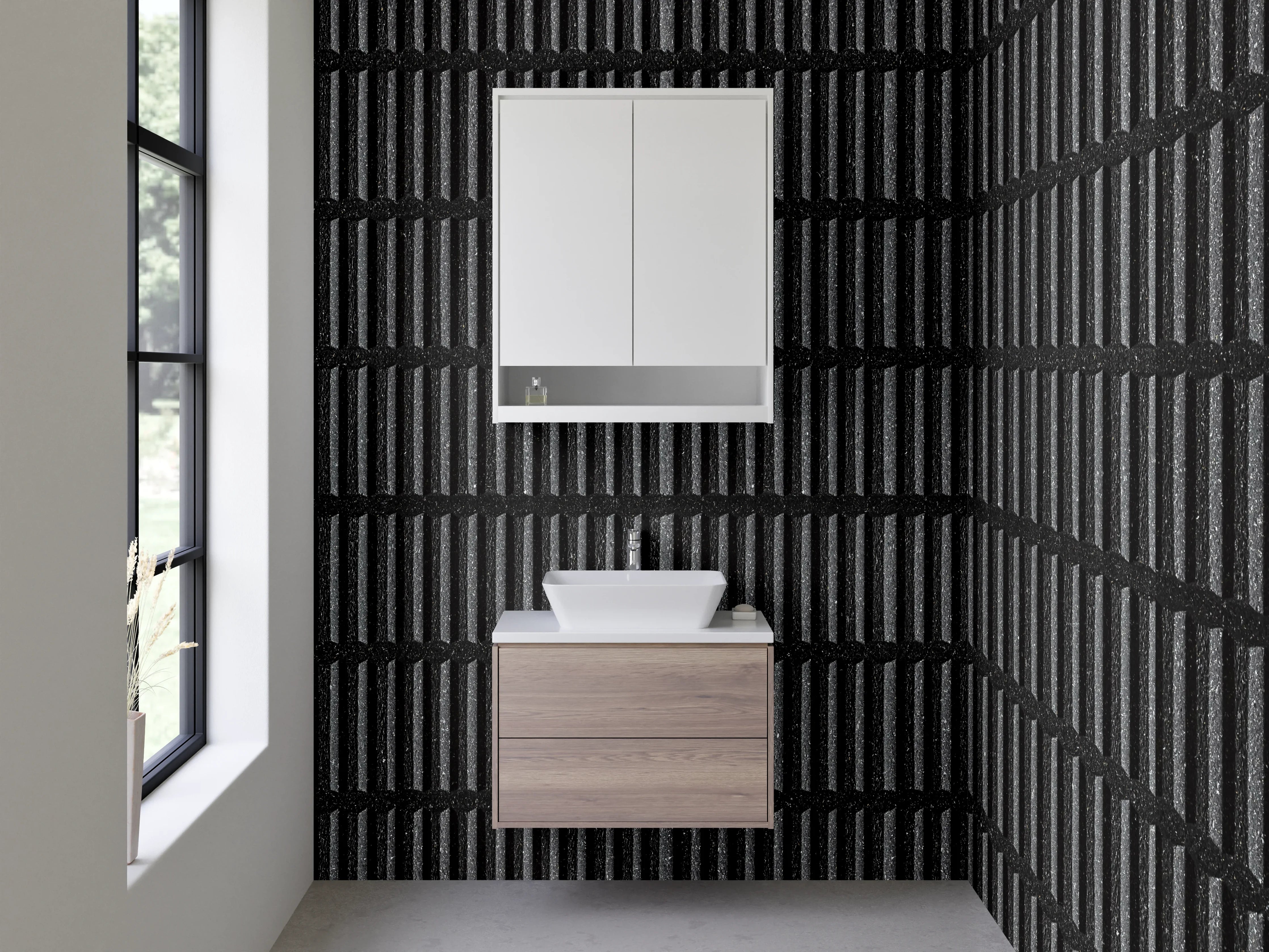 Waschbecken-Rückwand - Moderne schwarze Linienstruktur