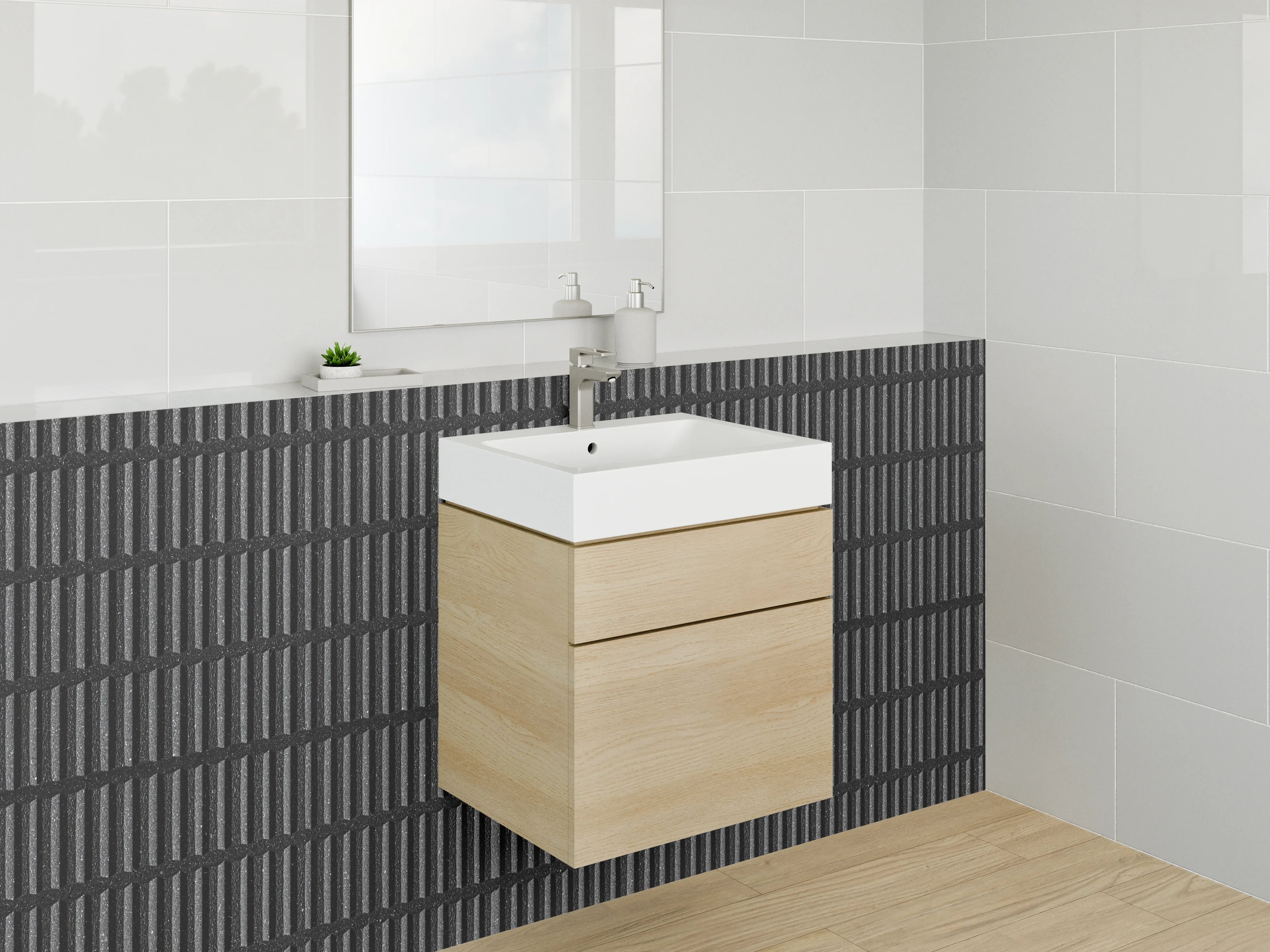 Waschbecken-Rückwand - Moderne schwarze Linienstruktur