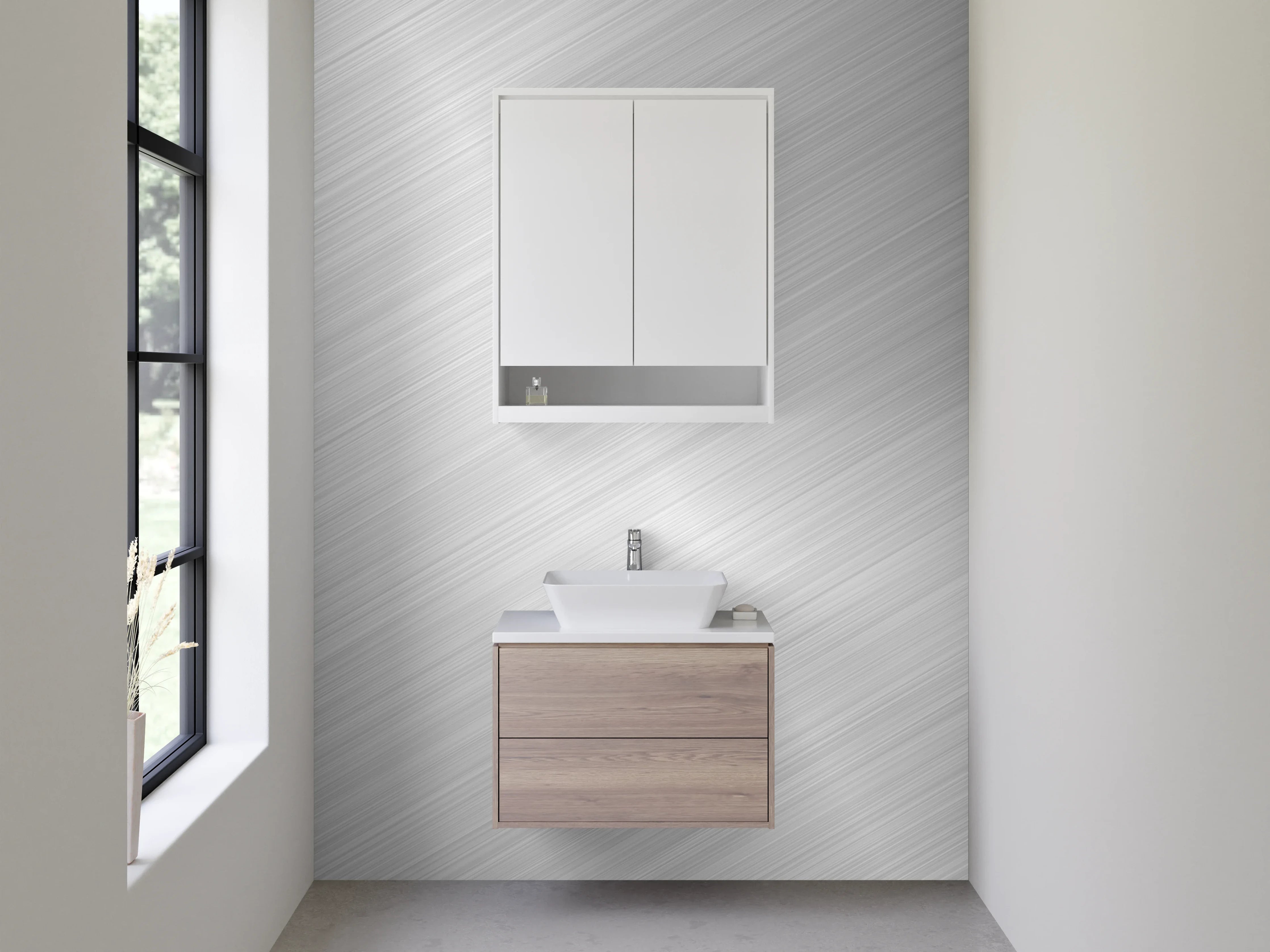 Waschbecken-Rückwand - Moderne silberne Metalloptik für Küchenrückwände