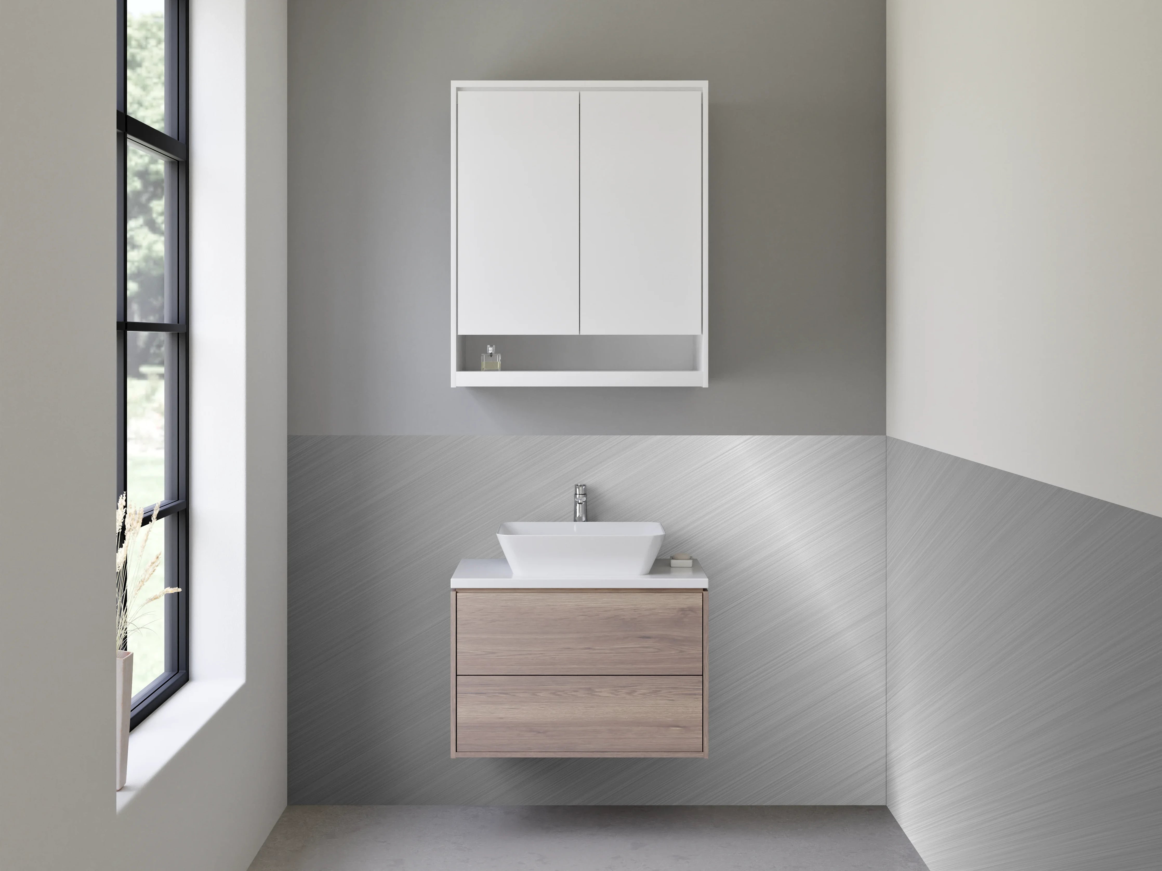 Waschbecken-Rückwand - Moderne silberne Metalloptik für Küchenrückwände