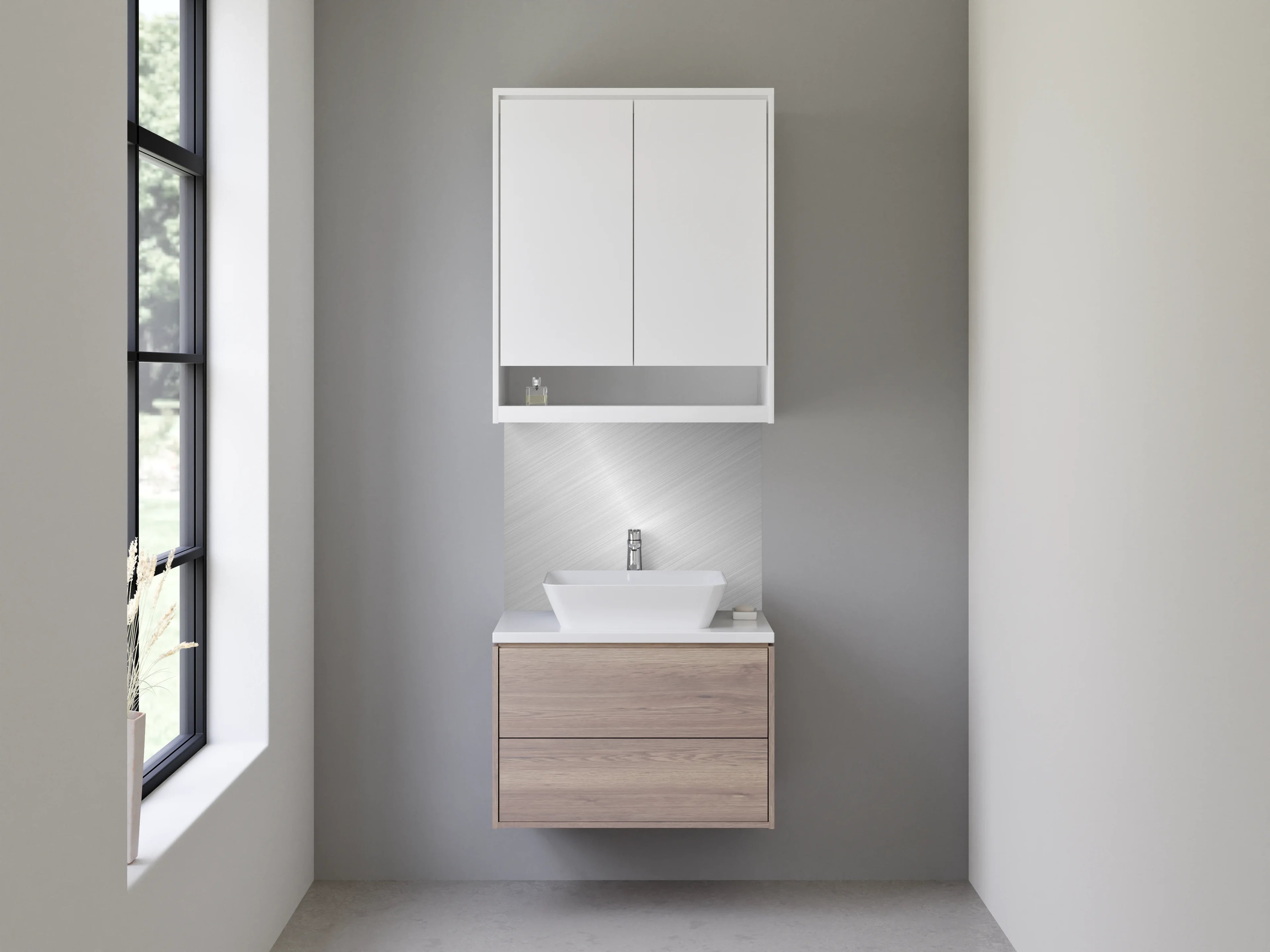 Waschbecken-Rückwand - Moderne silberne Metalloptik für Küchenrückwände