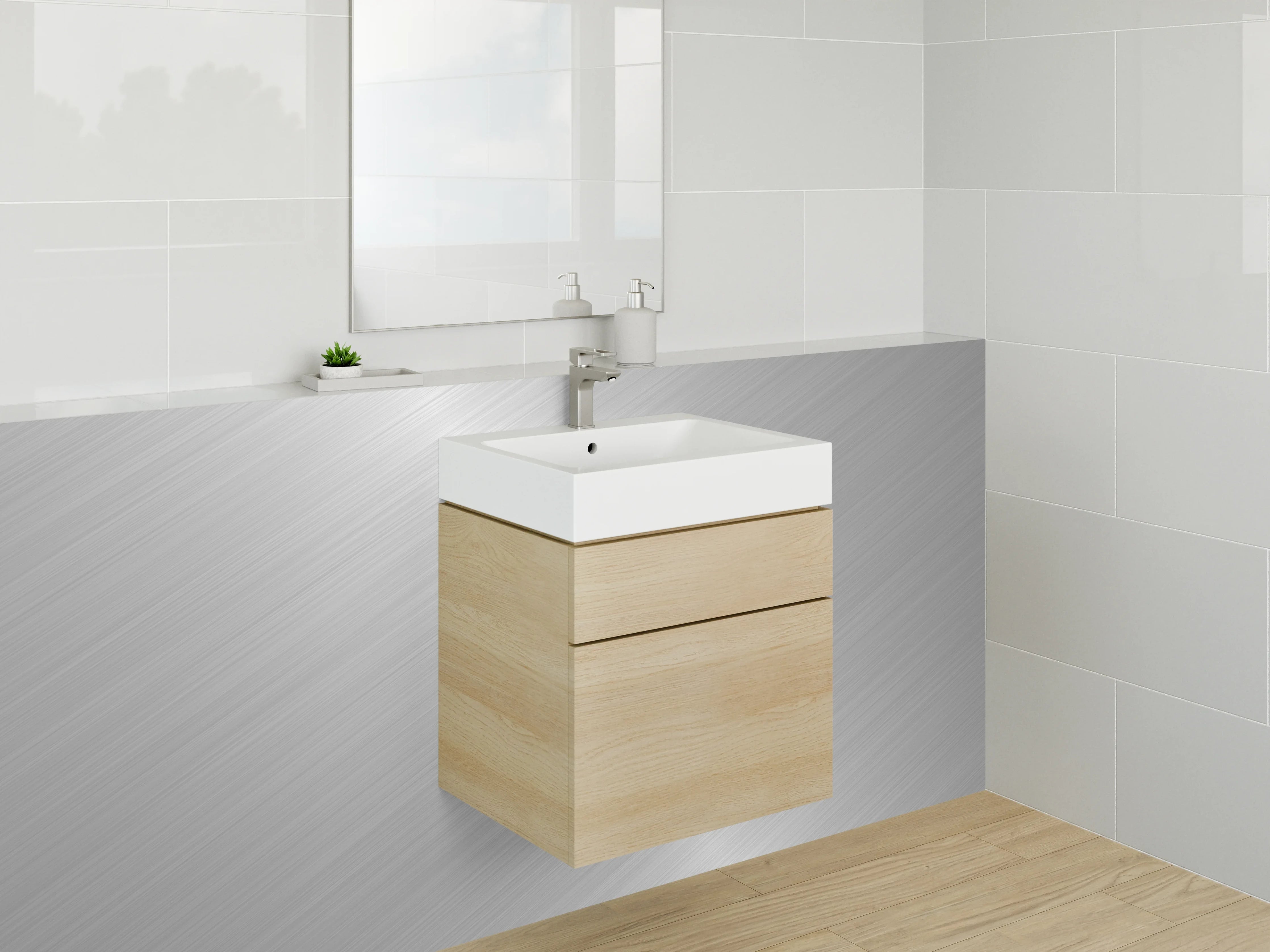 Waschbecken-Rückwand - Moderne silberne Metalloptik für Küchenrückwände