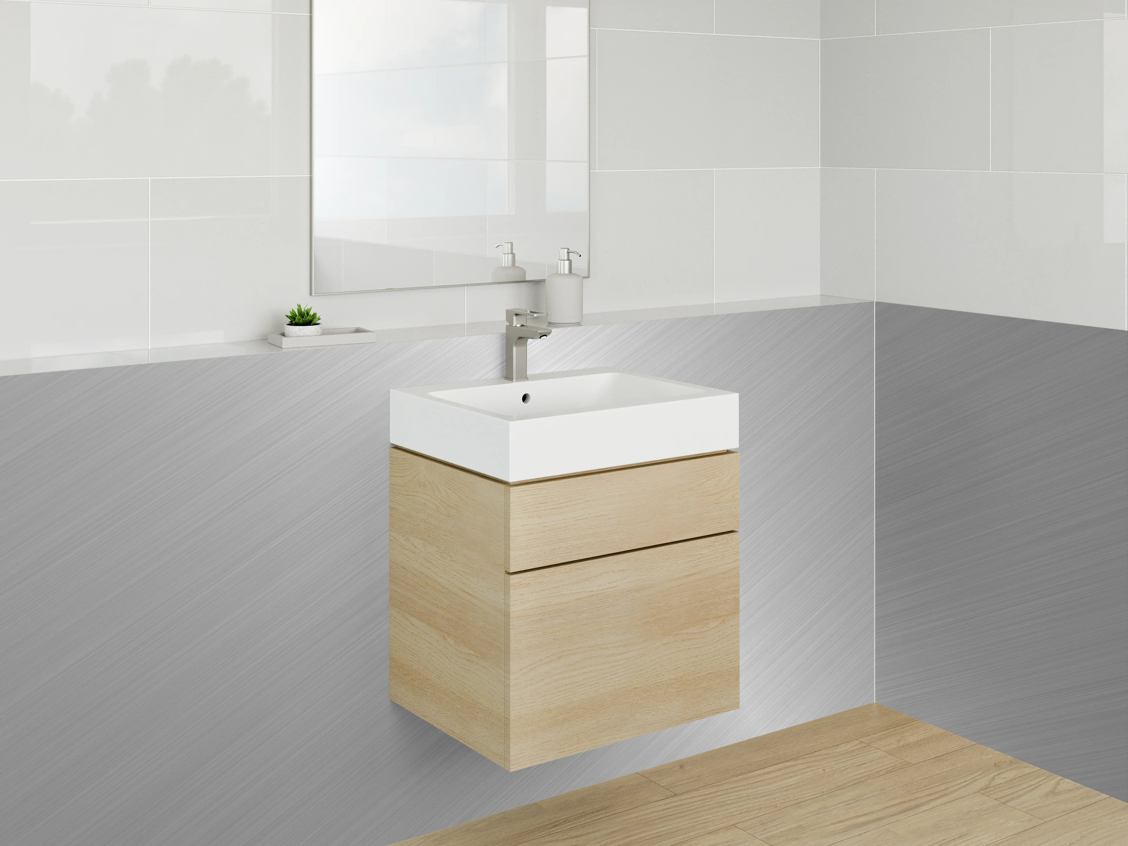 Waschbecken-Rückwand - Moderne silberne Metalloptik für Küchenrückwände