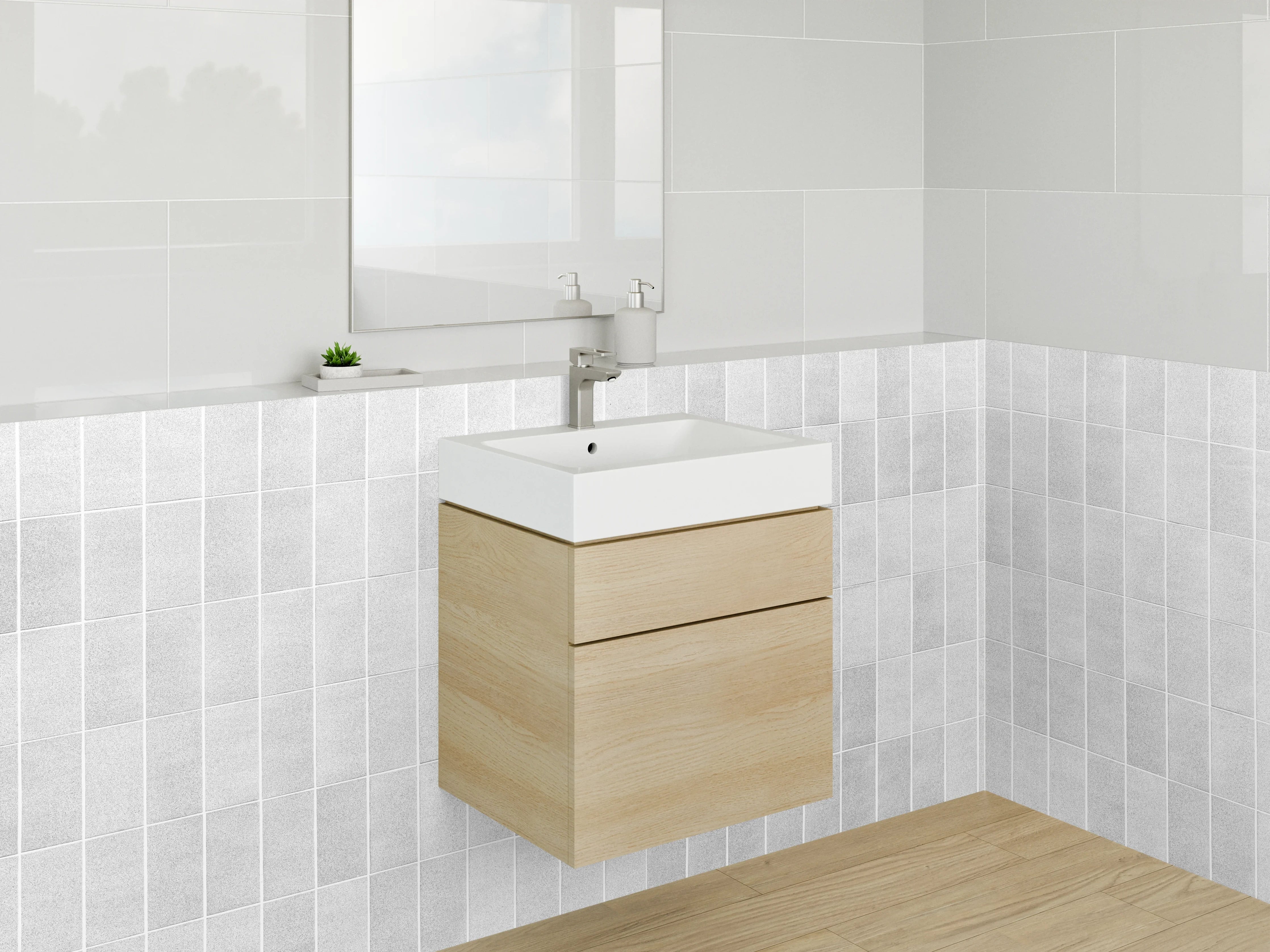 Waschbecken-Rückwand - Moderne weiße Mosaik-Fliesenoptik