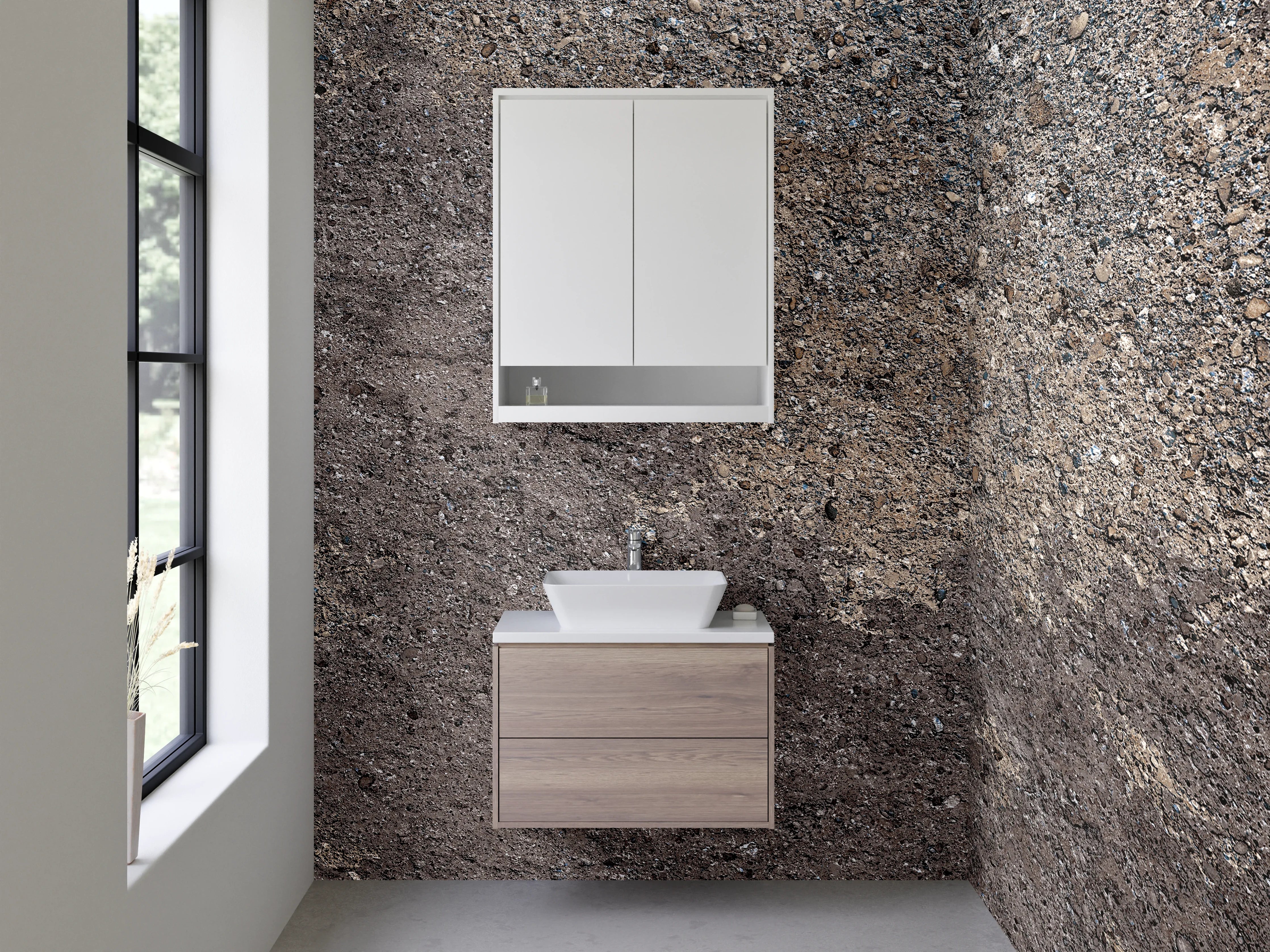 Waschbecken-Rückwand - Moderner Beton-Look für Rückwände