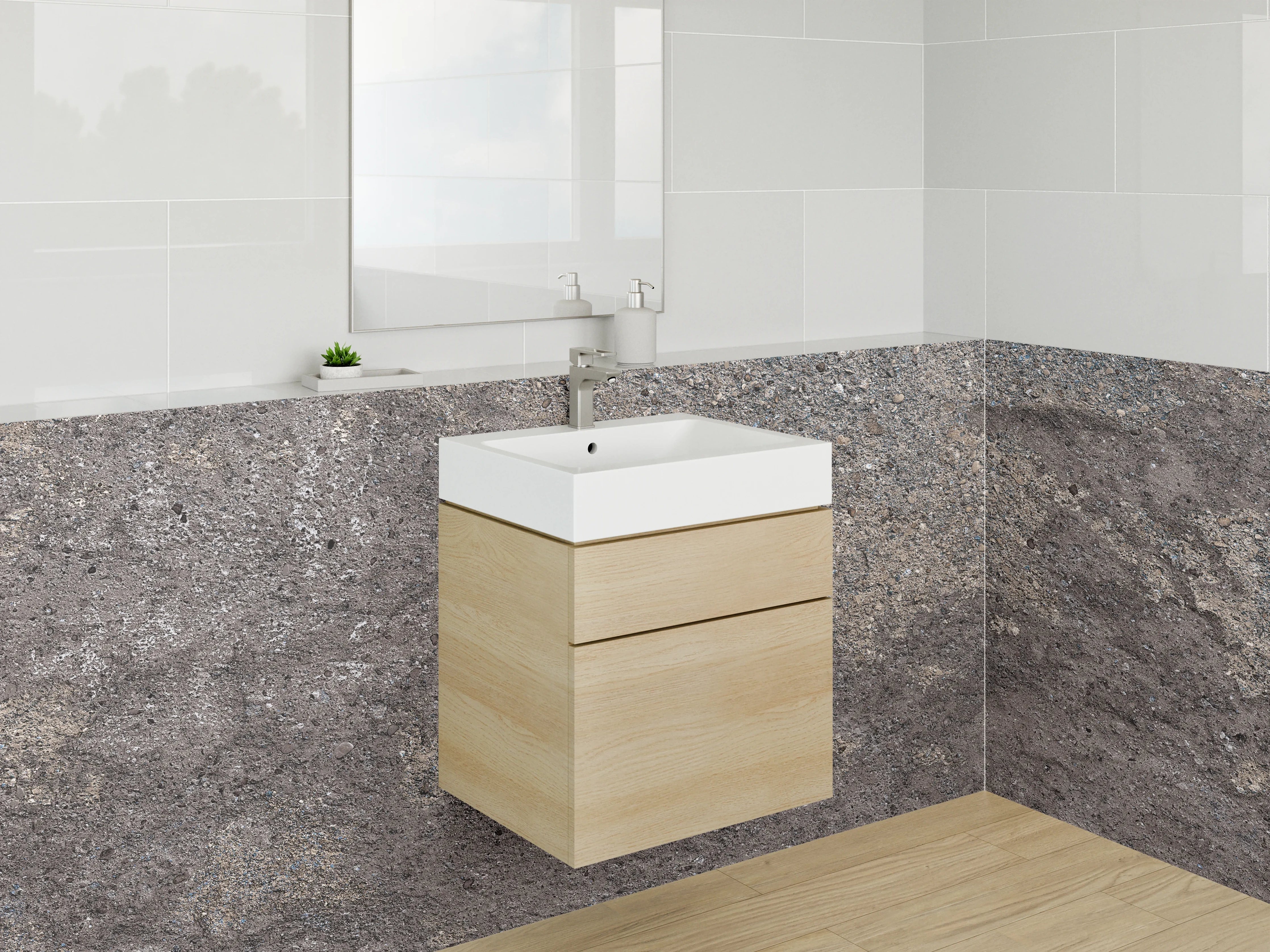 Waschbecken-Rückwand - Moderner Beton-Look für Rückwände