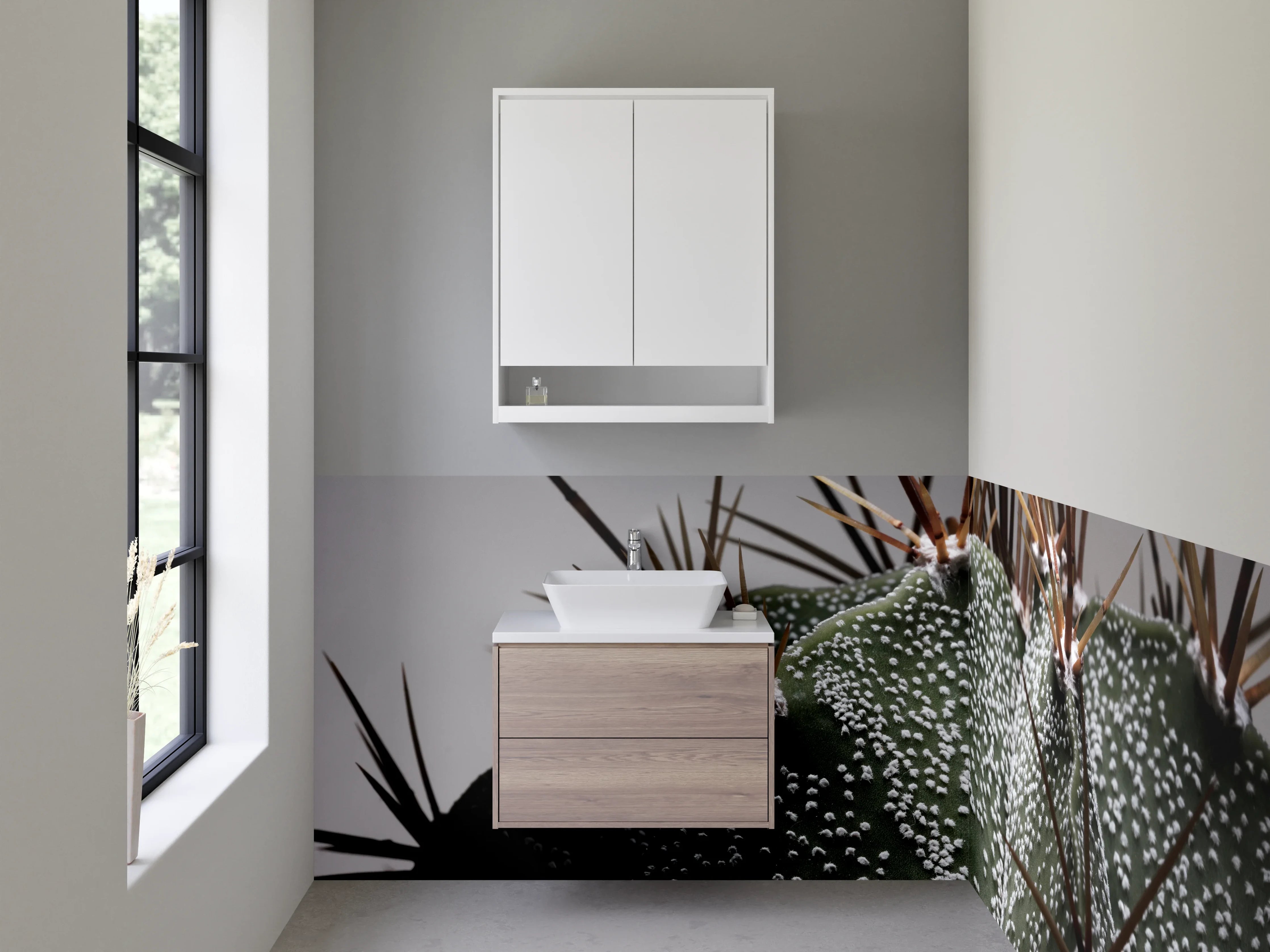 Waschbecken-Rückwand - Moderner Kaktus – Stacheliges Design