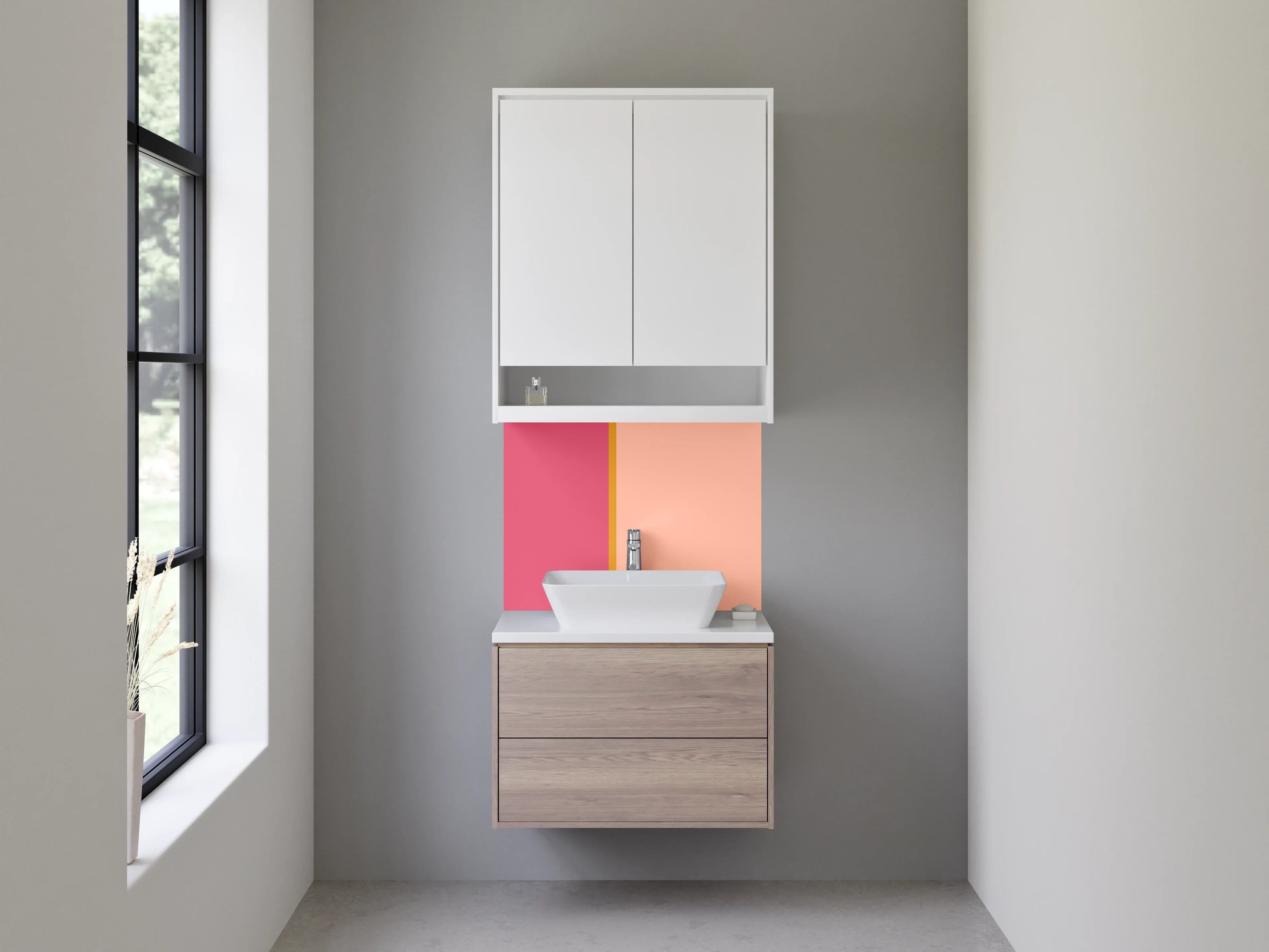 Waschbecken-Rückwand - Modernes Farbbalken Design rosa beige