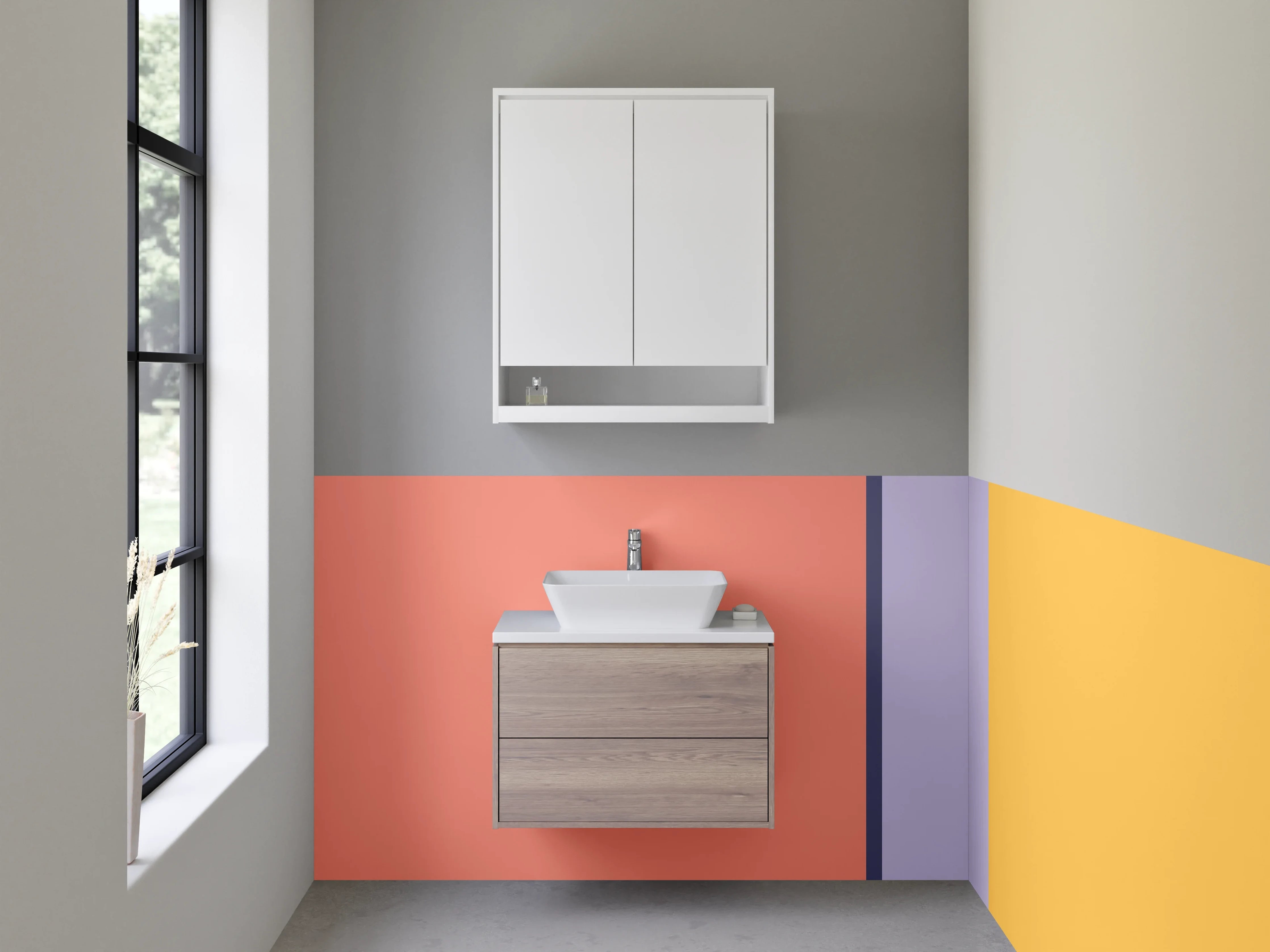 Waschbecken-Rückwand - Modernes Farbblock-Design für Deine Küche