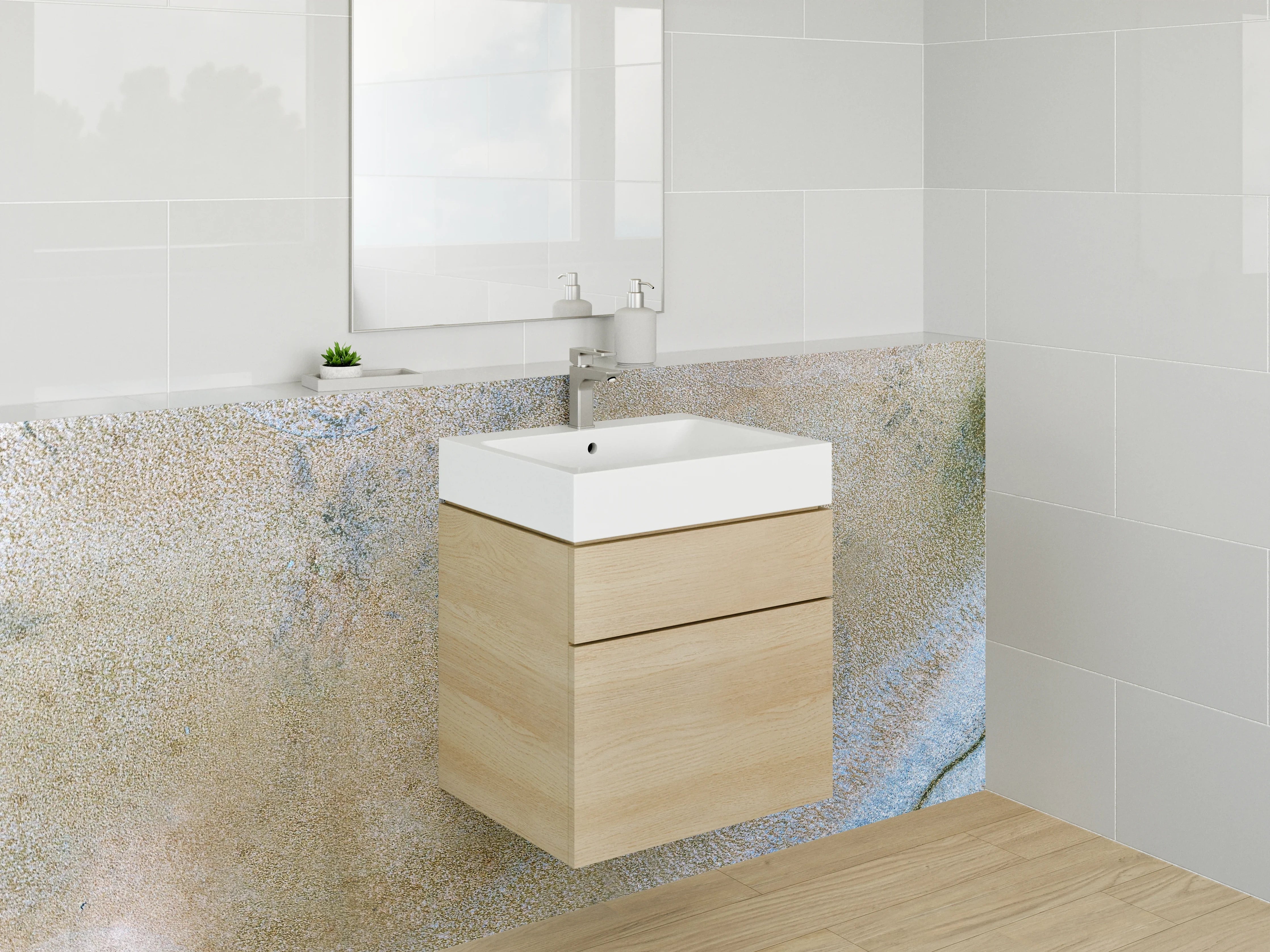 Waschbecken-Rückwand - Modernes Marmor Aquarell Design