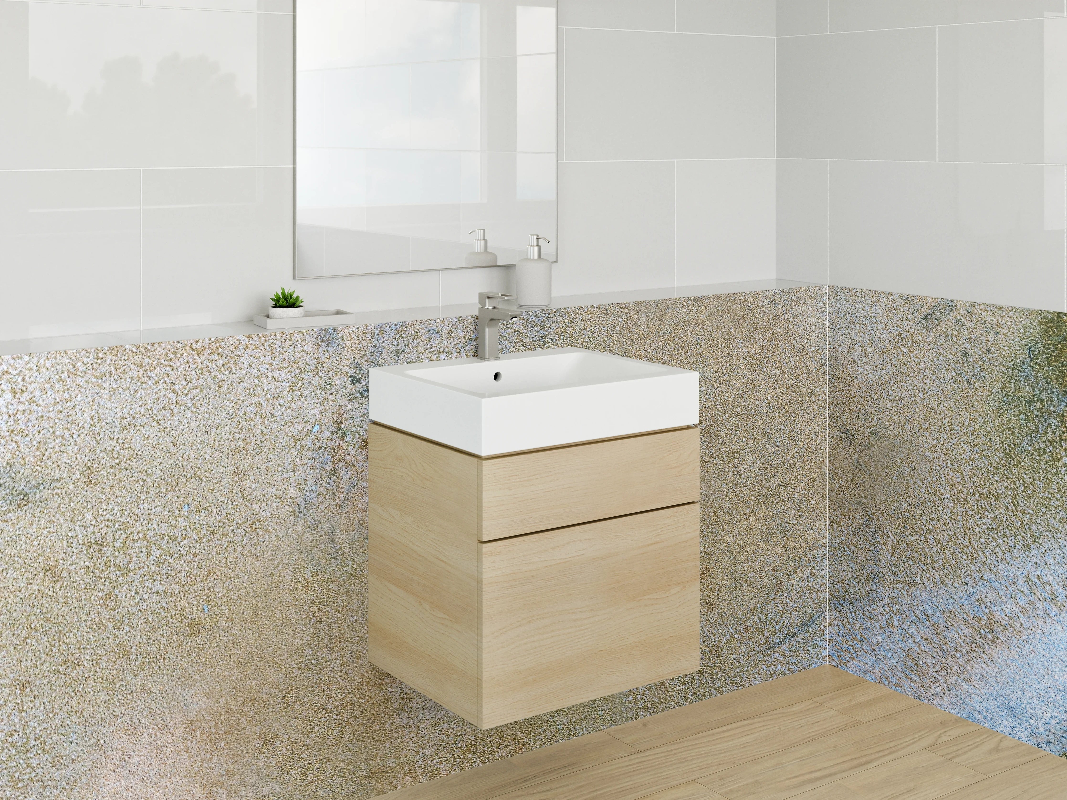 Waschbecken-Rückwand - Modernes Marmor Aquarell Design