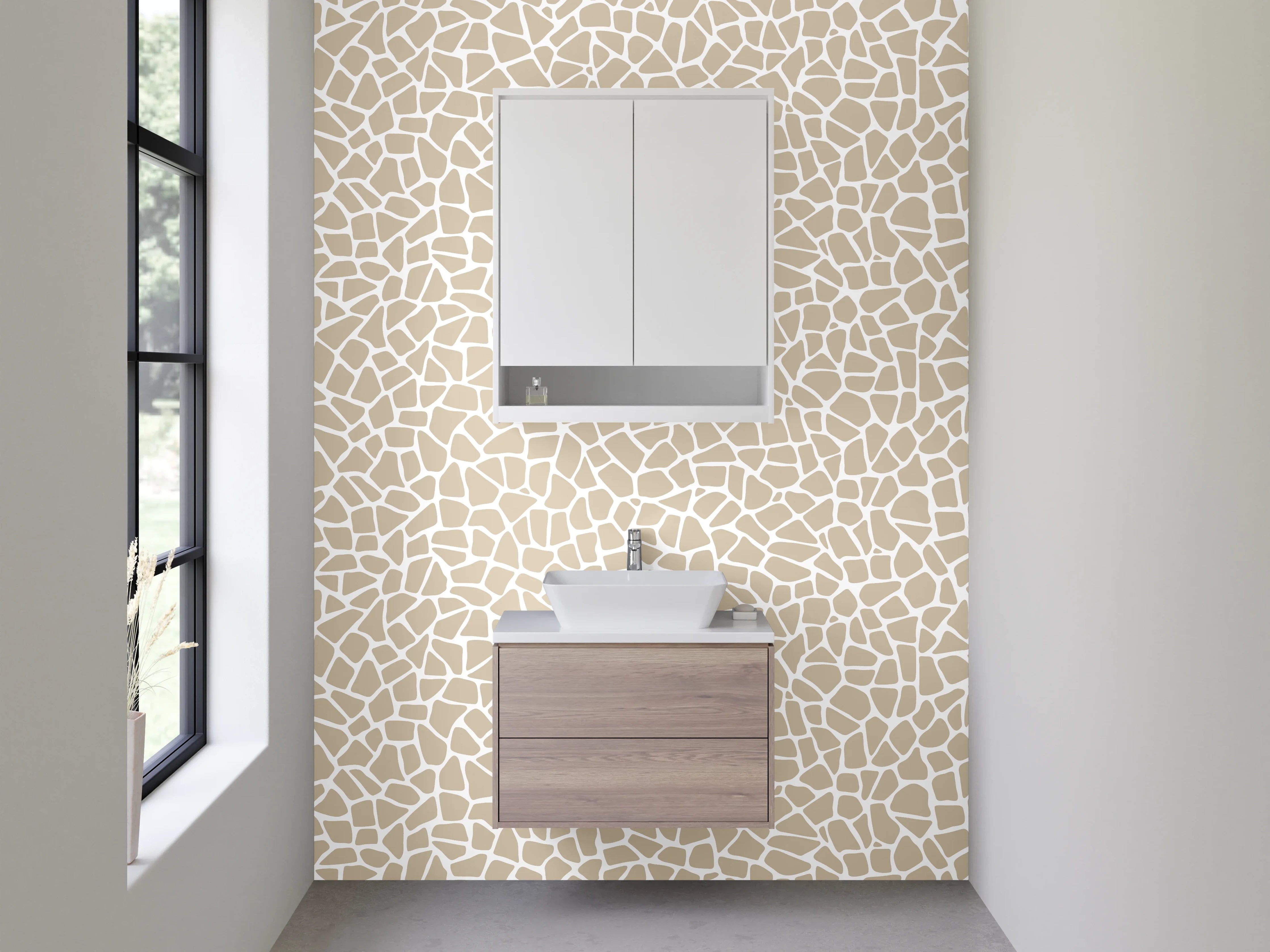 Waschbecken-Rückwand - Modernes Mosaik Muster Beige Weiß
