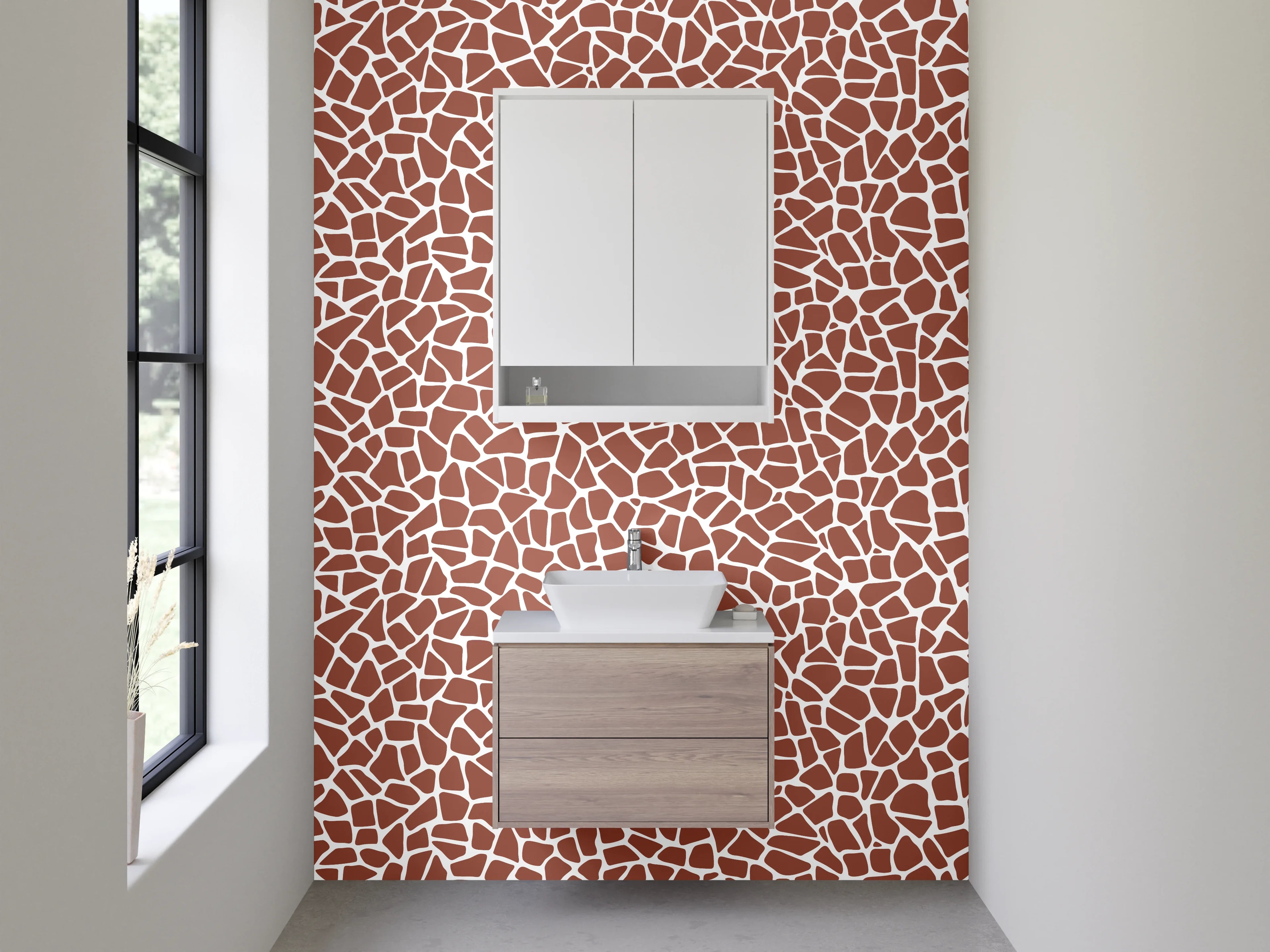 Waschbecken-Rückwand - Modernes Mosaik Muster Braun Beige