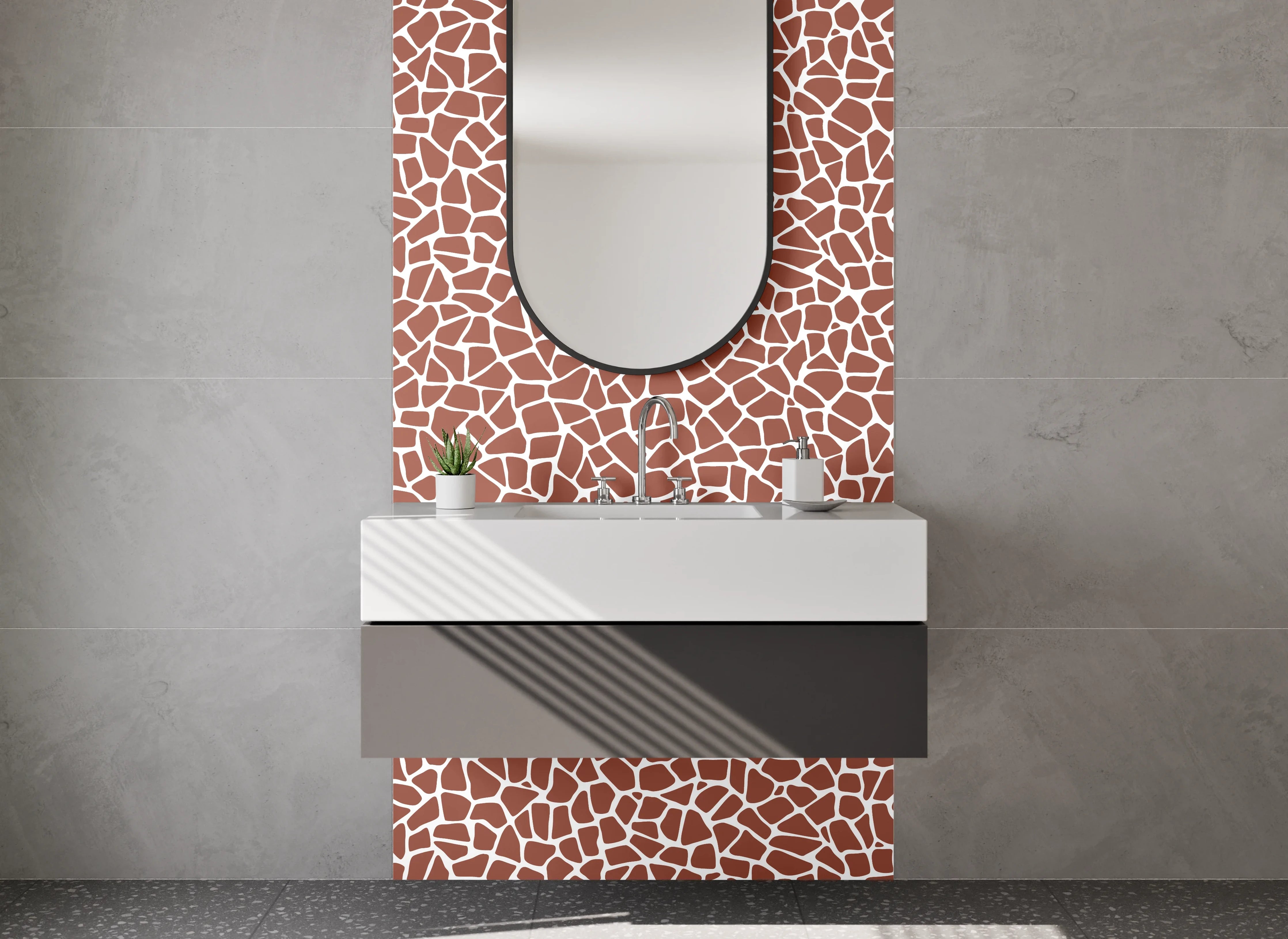 Waschbecken-Rückwand - Modernes Mosaik Muster Braun Beige