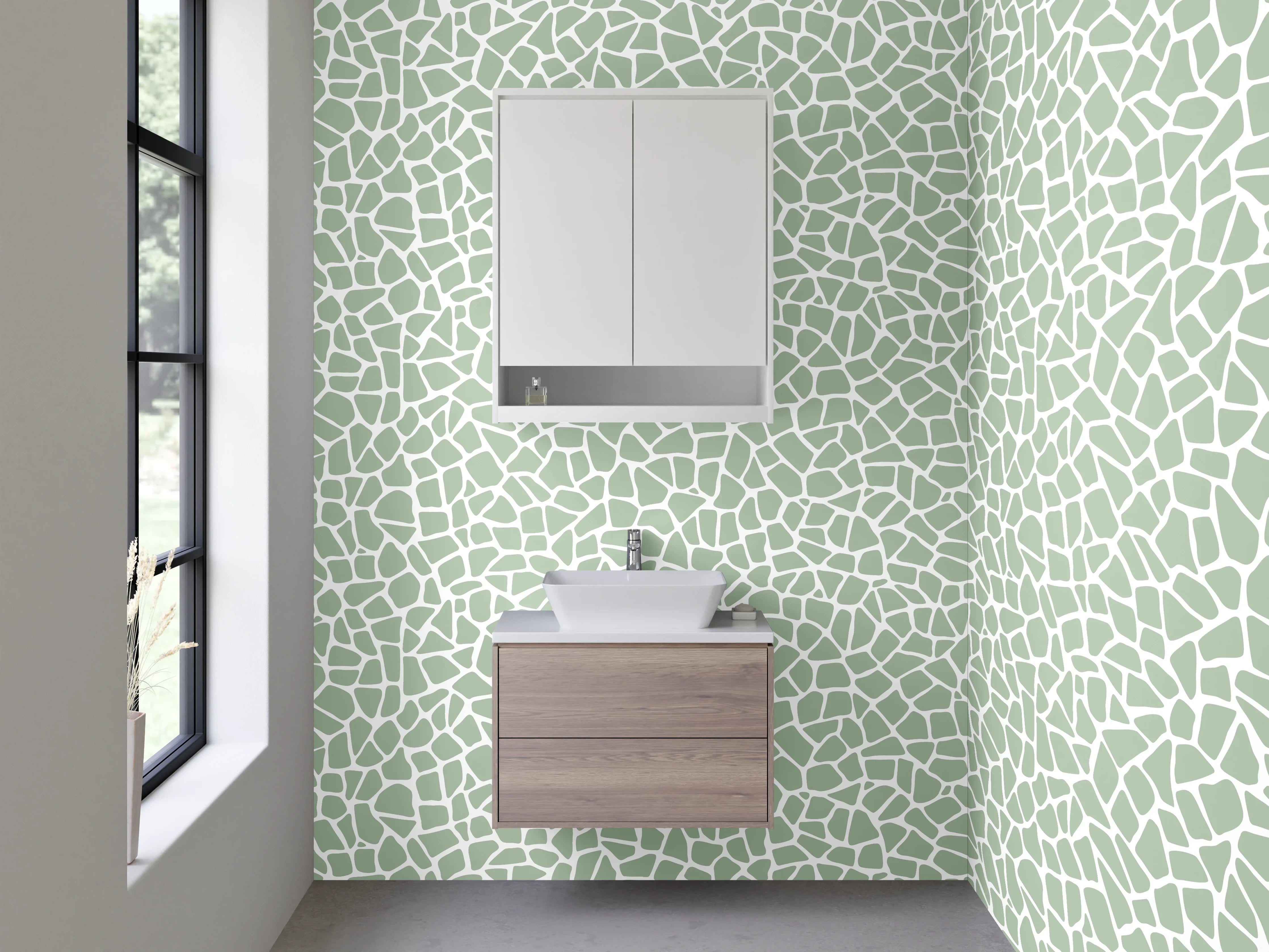 Waschbecken-Rückwand - Modernes Mosaik Muster Grau Weiß