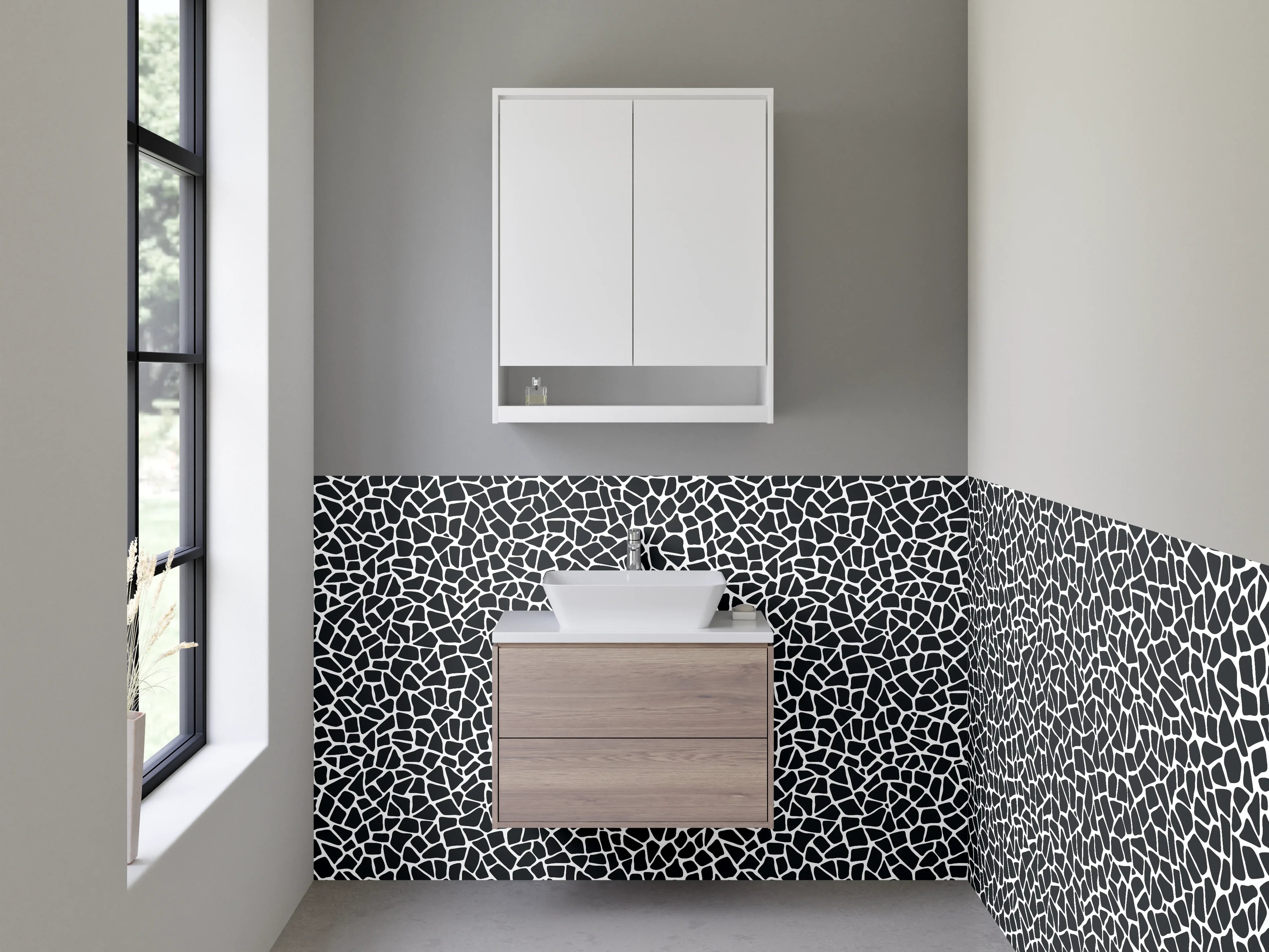Waschbecken-Rückwand - Modernes Mosaik Schwarz-Weiß Muster