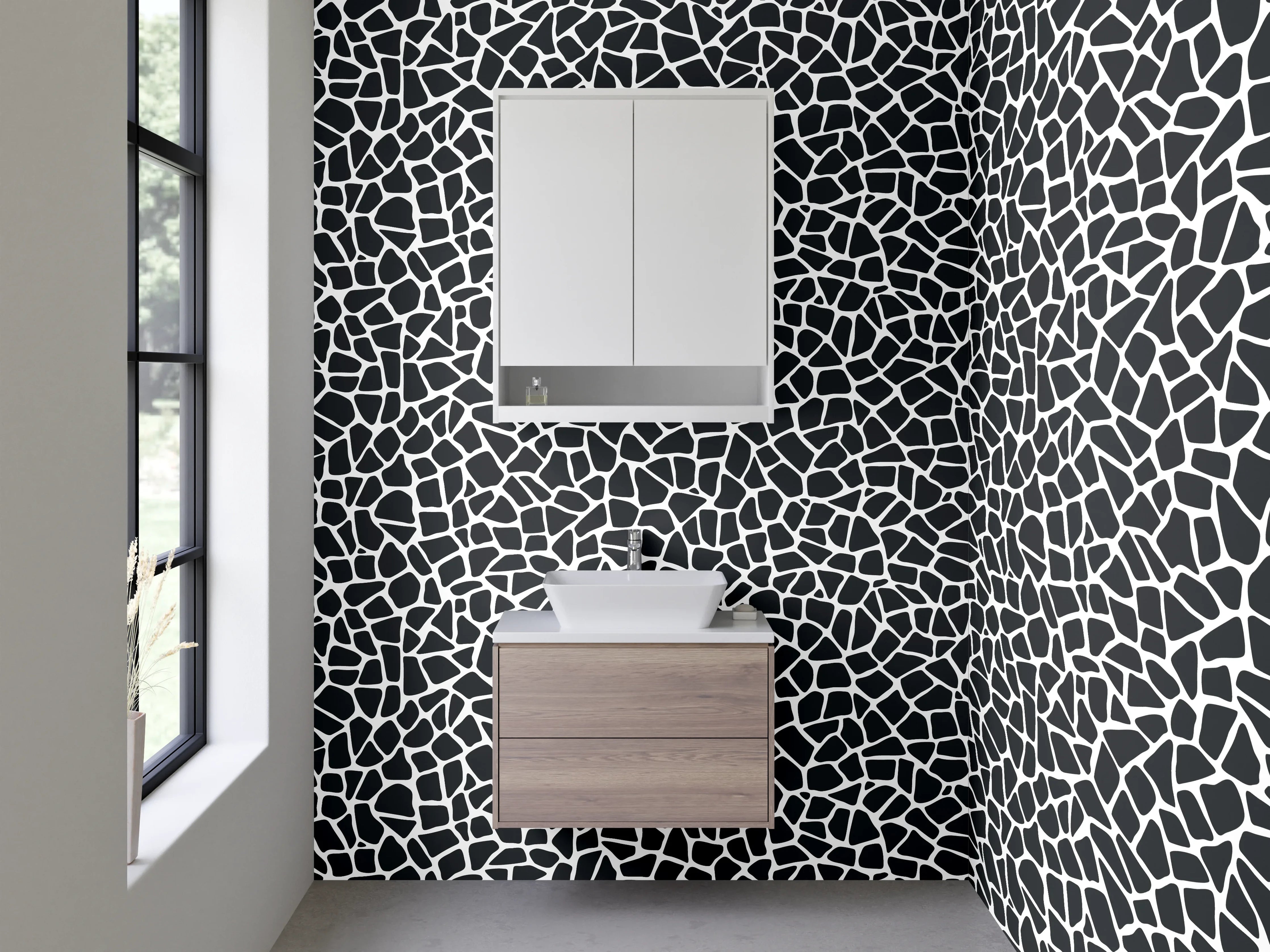 Waschbecken-Rückwand - Modernes Mosaik Schwarz-Weiß Muster