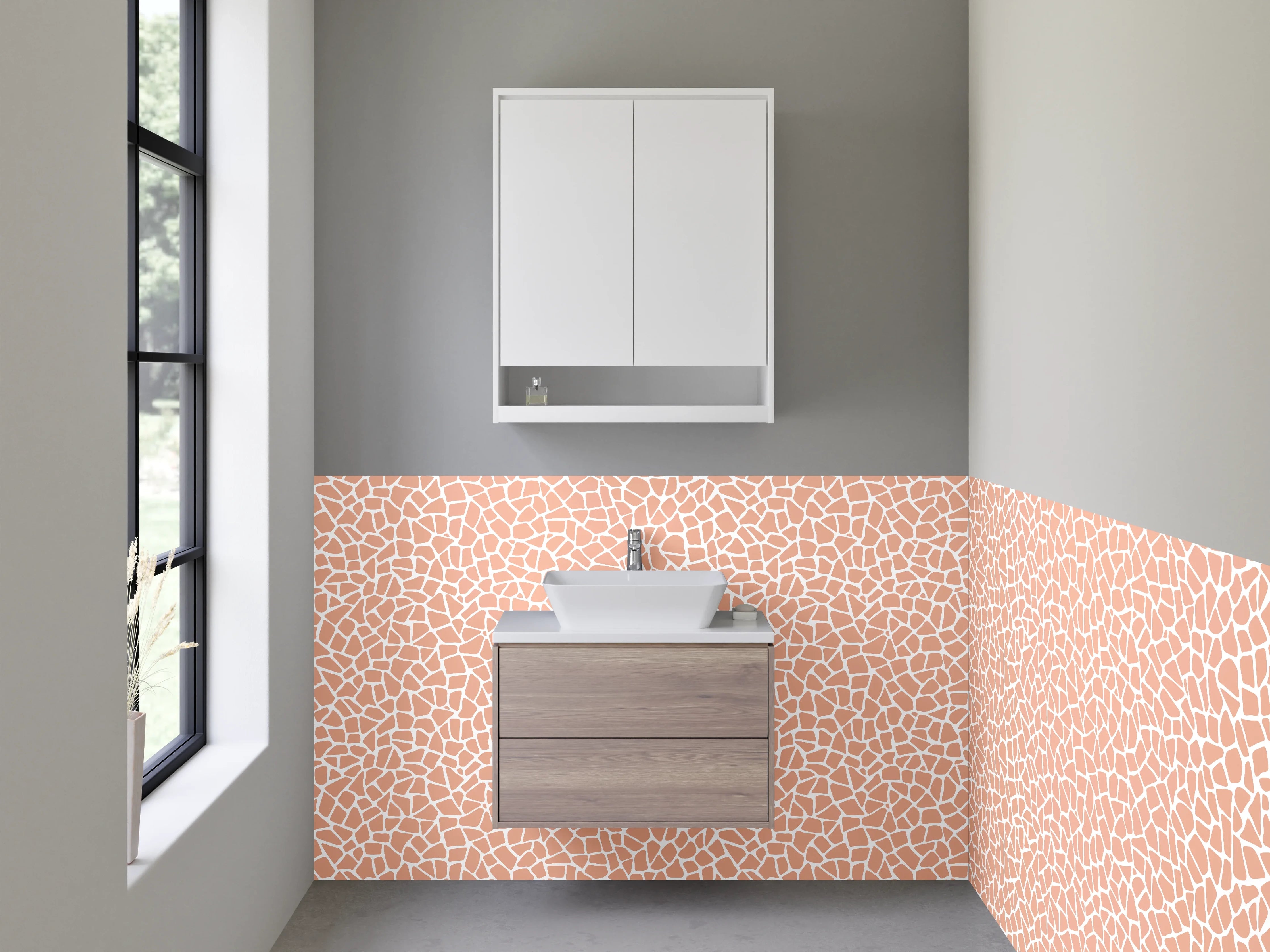 Waschbecken-Rückwand - Modernes Mosaik in Rosa und Beige