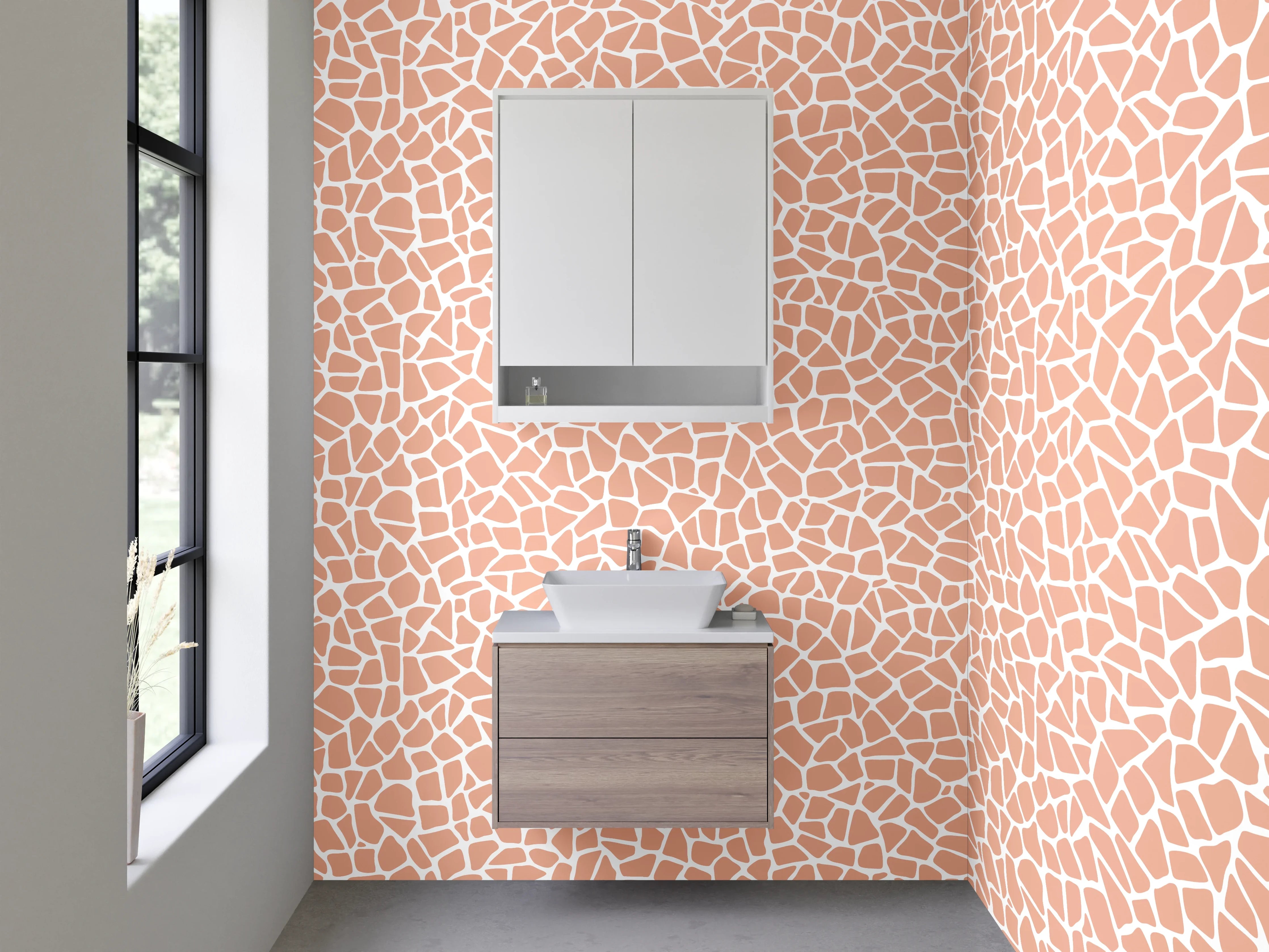 Waschbecken-Rückwand - Modernes Mosaik in Rosa und Beige