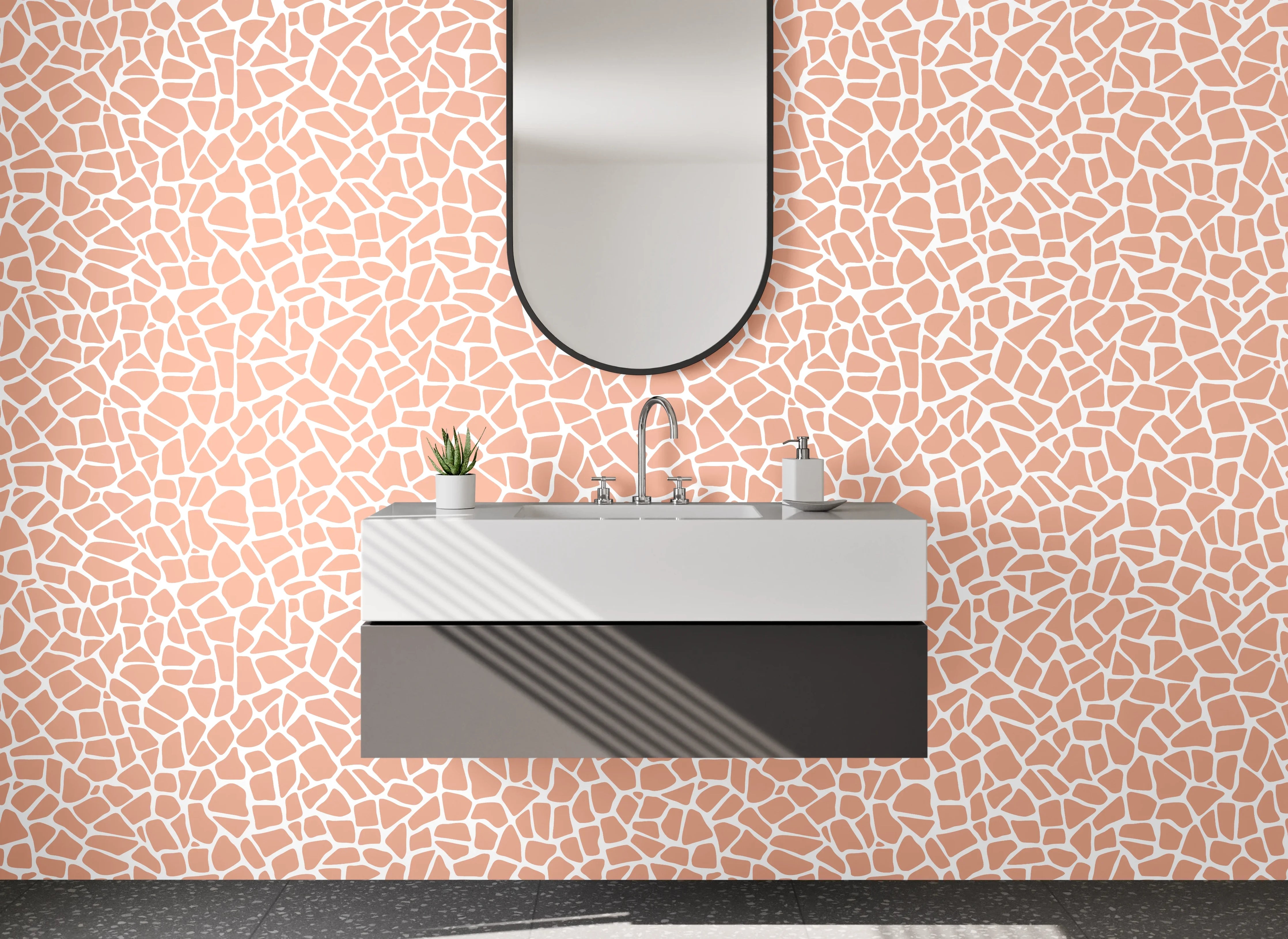Waschbecken-Rückwand - Modernes Mosaik in Rosa und Beige