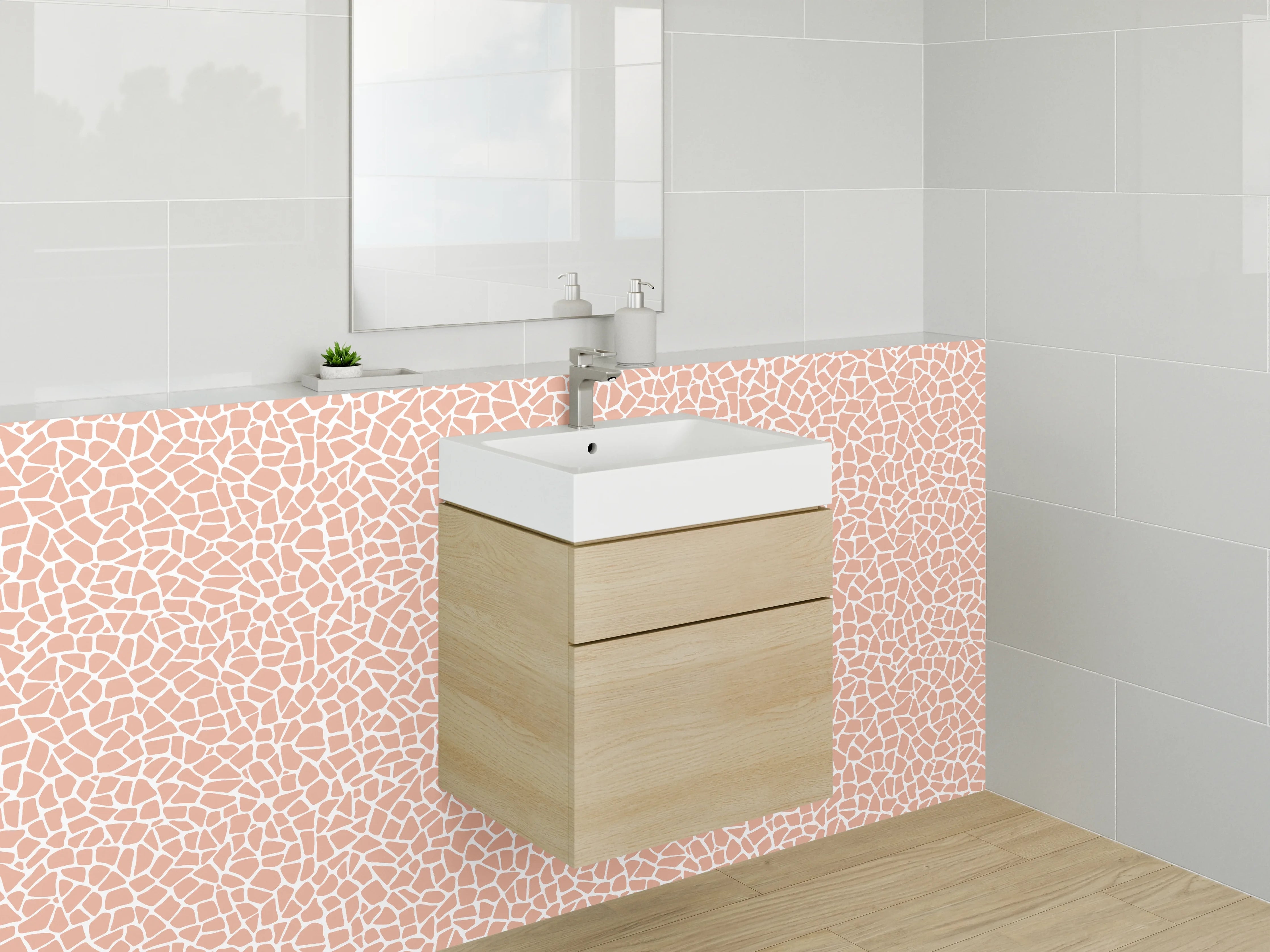 Waschbecken-Rückwand - Modernes Mosaik in Rosa und Beige