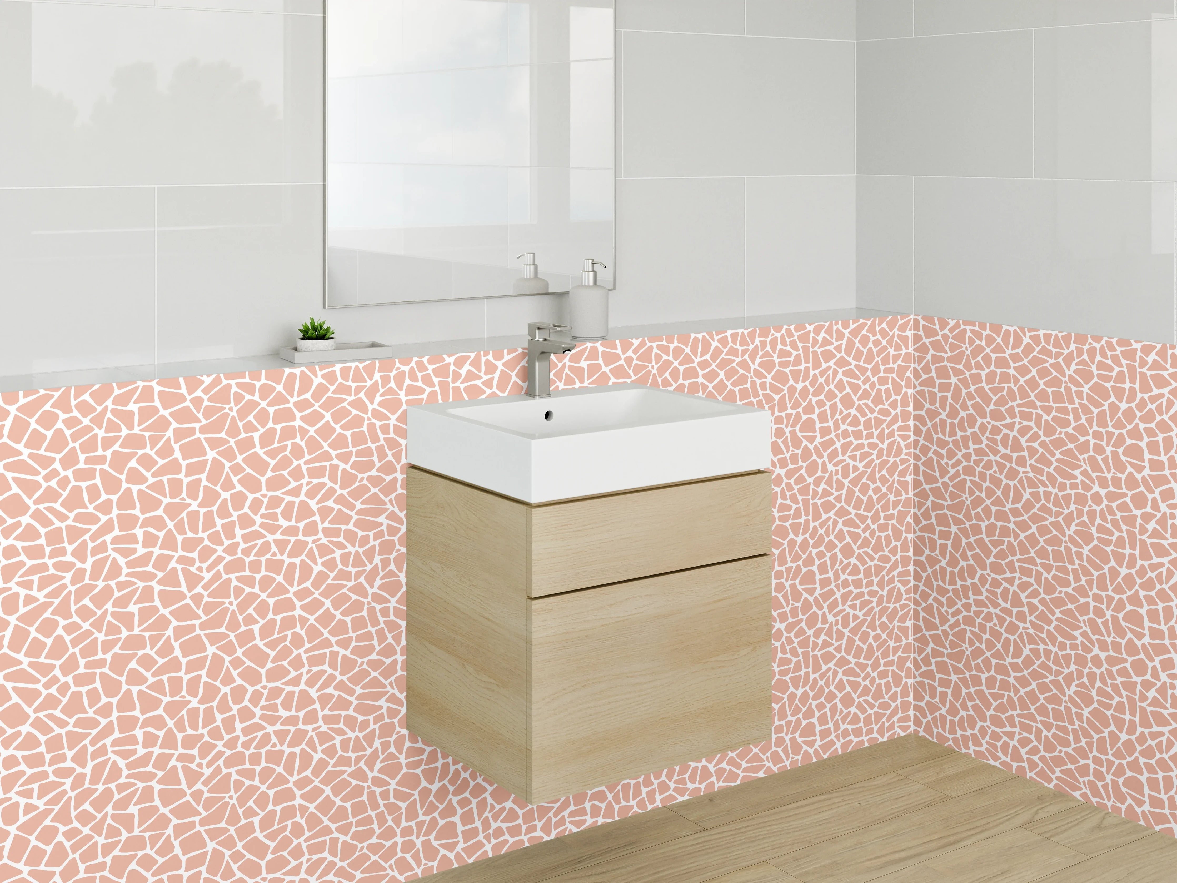 Waschbecken-Rückwand - Modernes Mosaik in Rosa und Beige