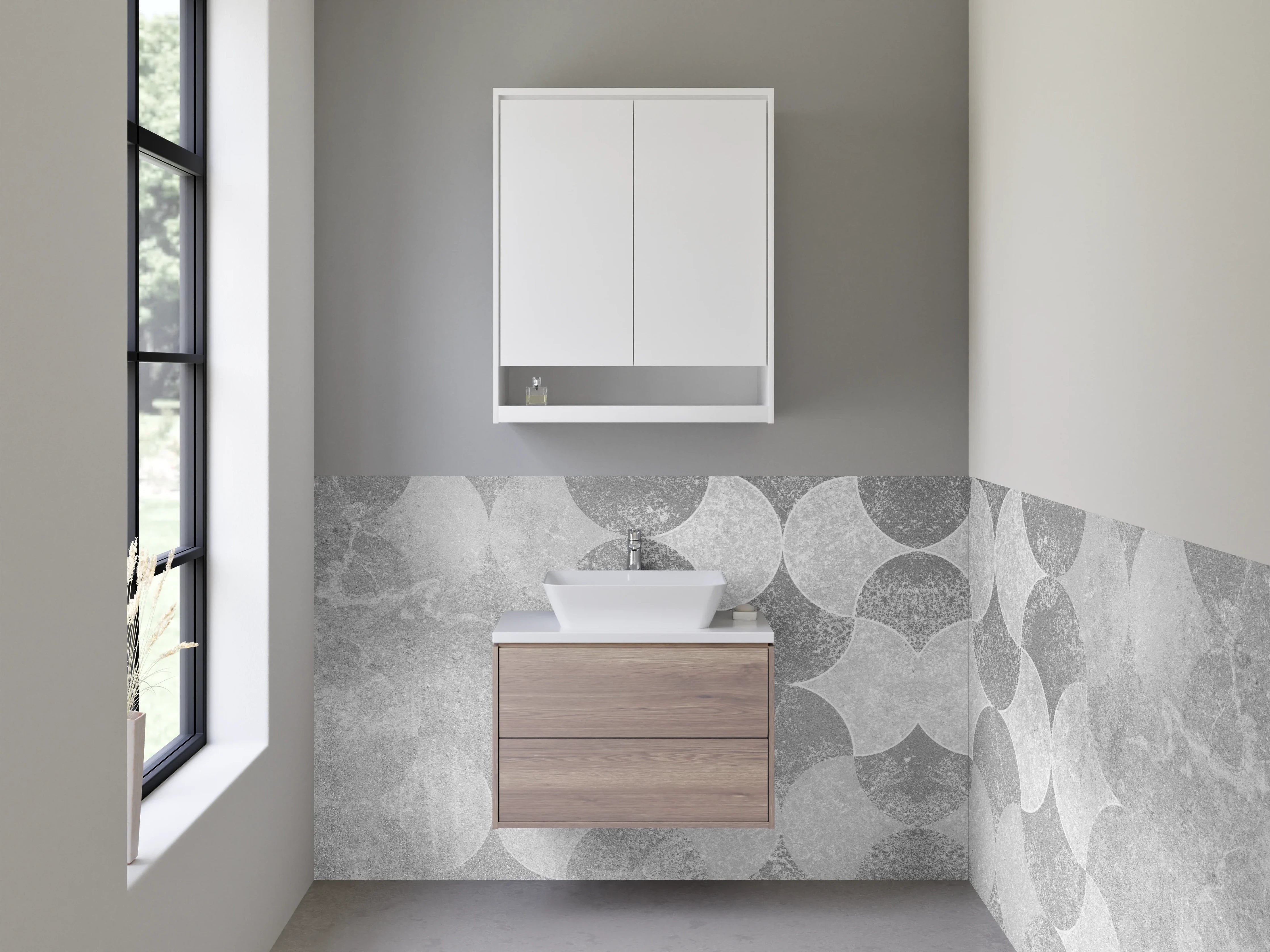 Waschbecken-Rückwand - Modernes Weiß-Grau-Pattern für Badezimmer